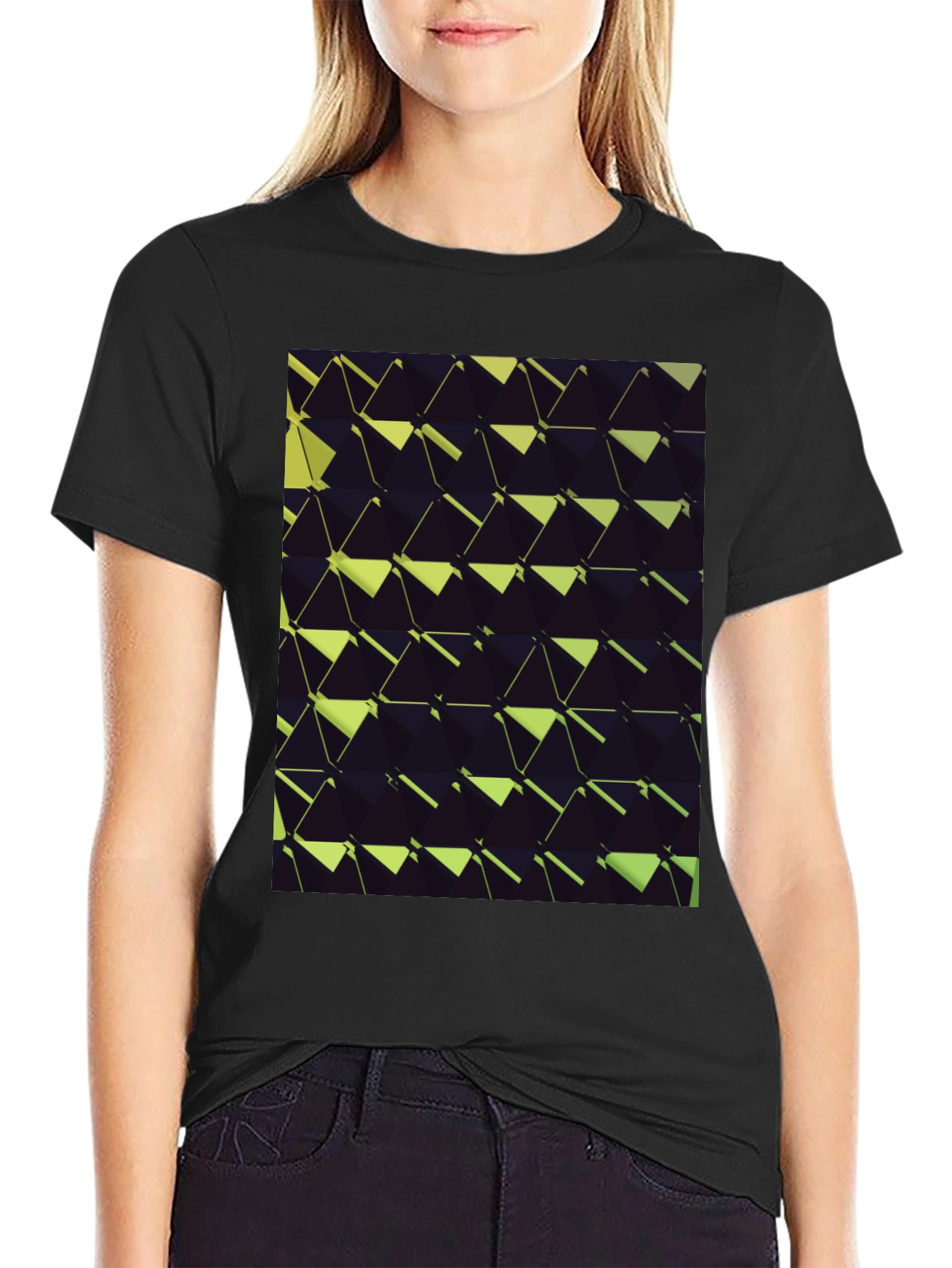Abstract Geometric T-Shirt - Black