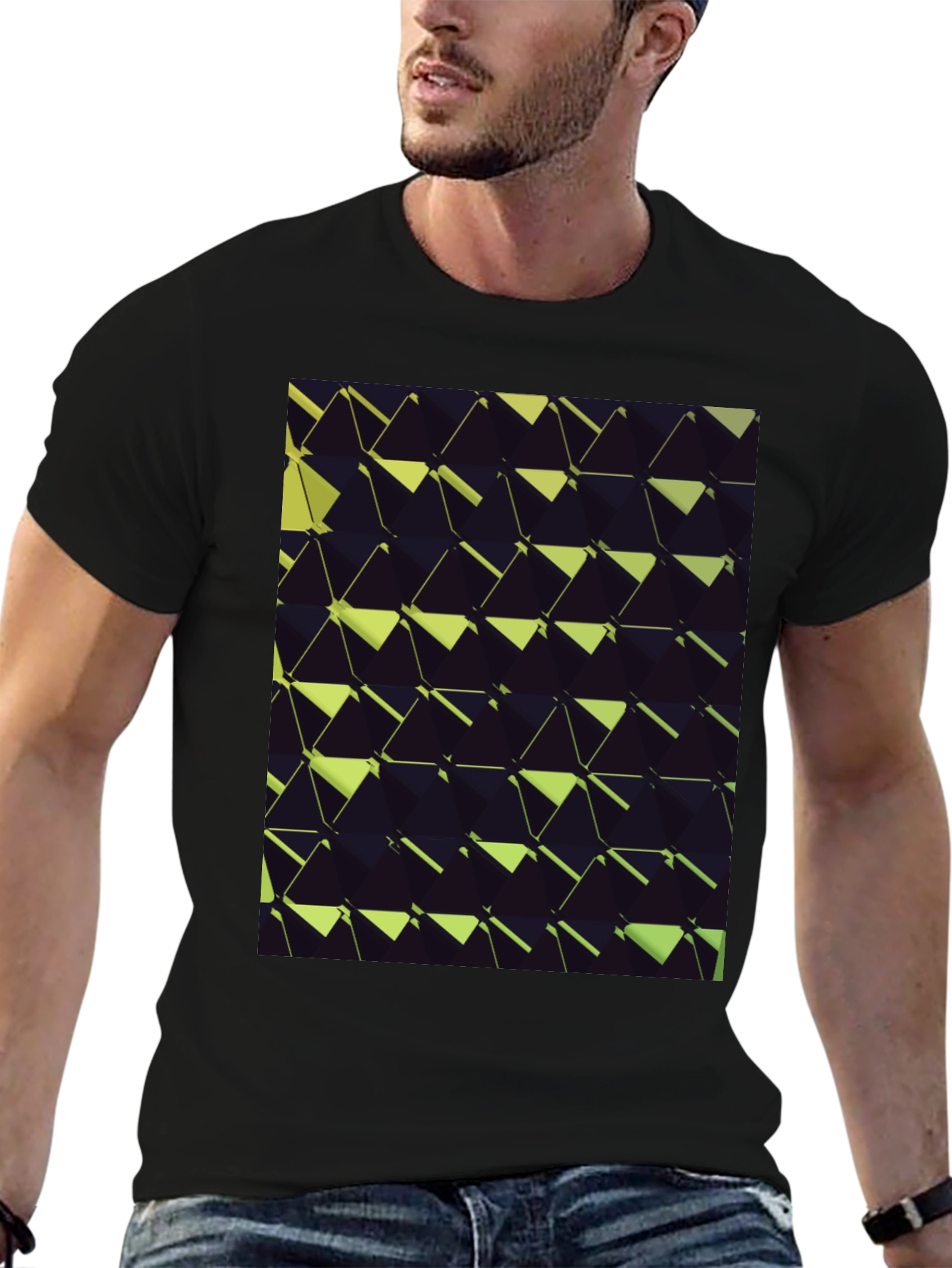Abstract Geometric T-Shirt - Black