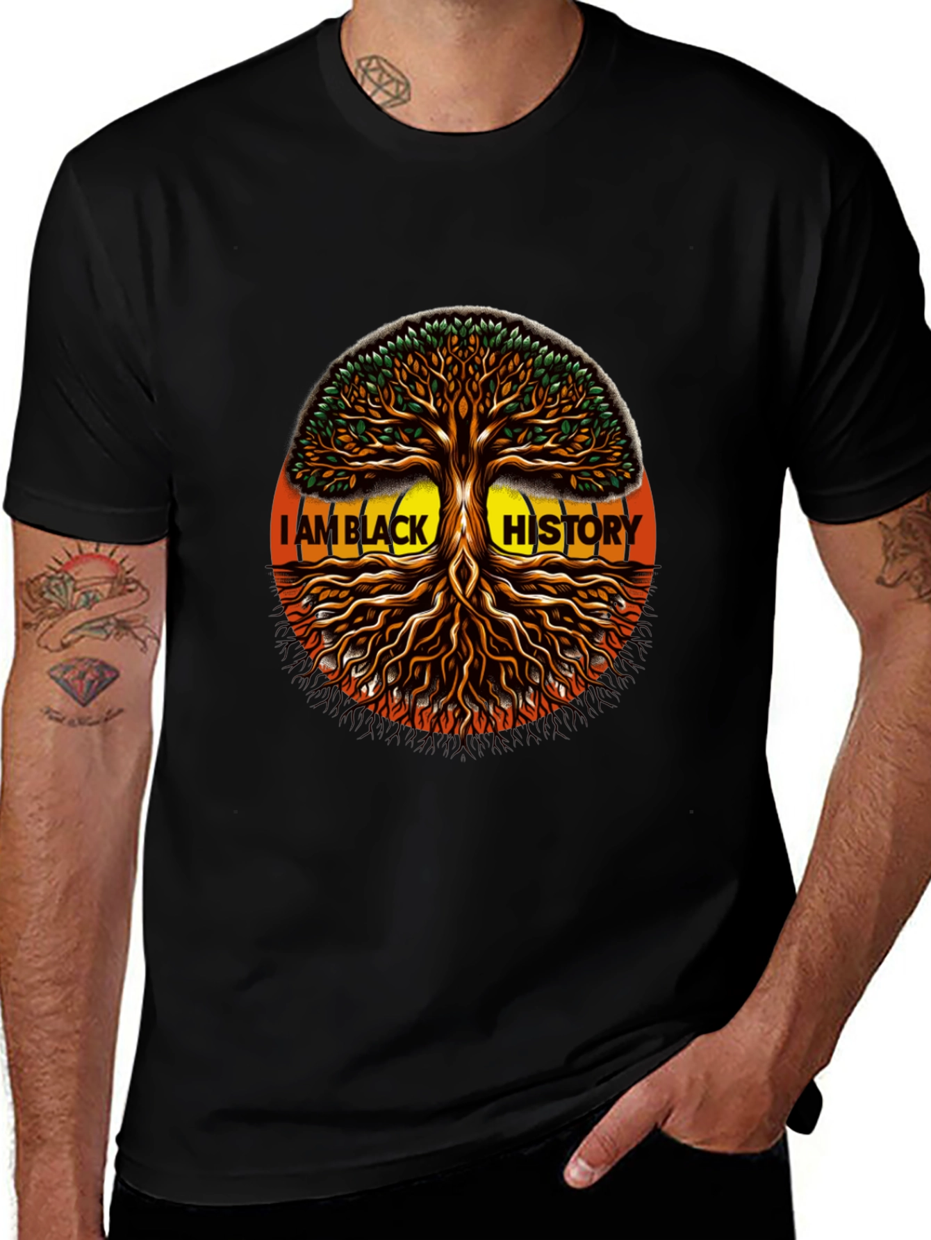 I AM BLACK HISTORY Tree Graphic T-Shirt