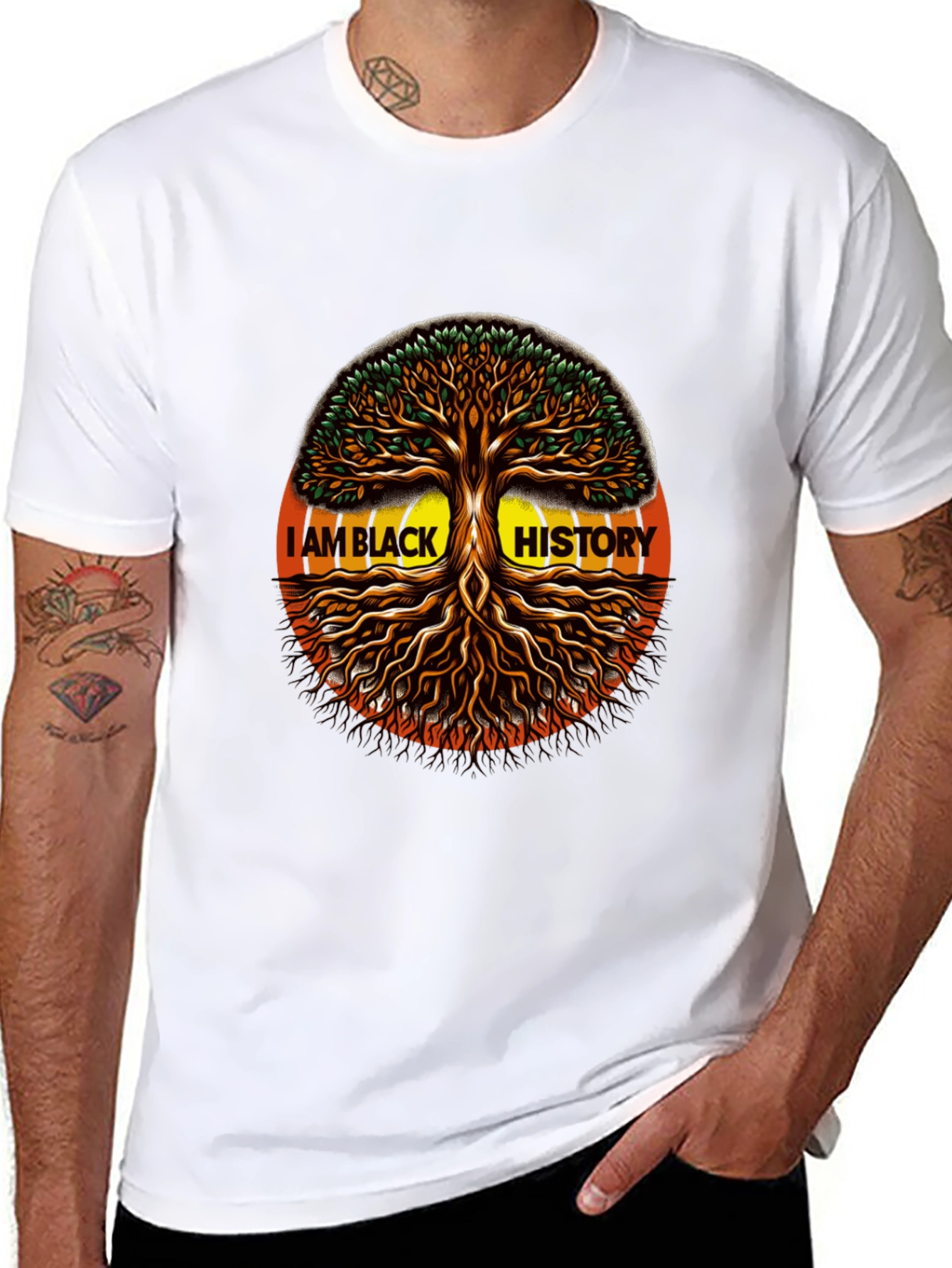 I AM BLACK HISTORY Tree Graphic T-Shirt
