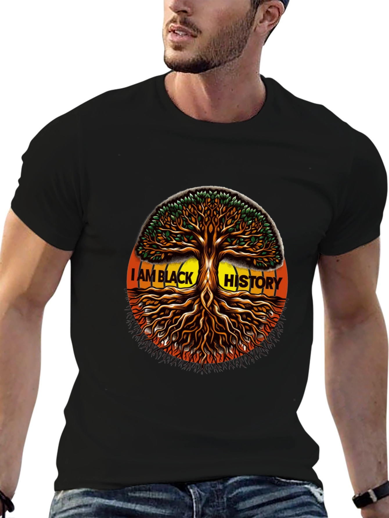 I AM BLACK HISTORY Tree Graphic T-Shirt