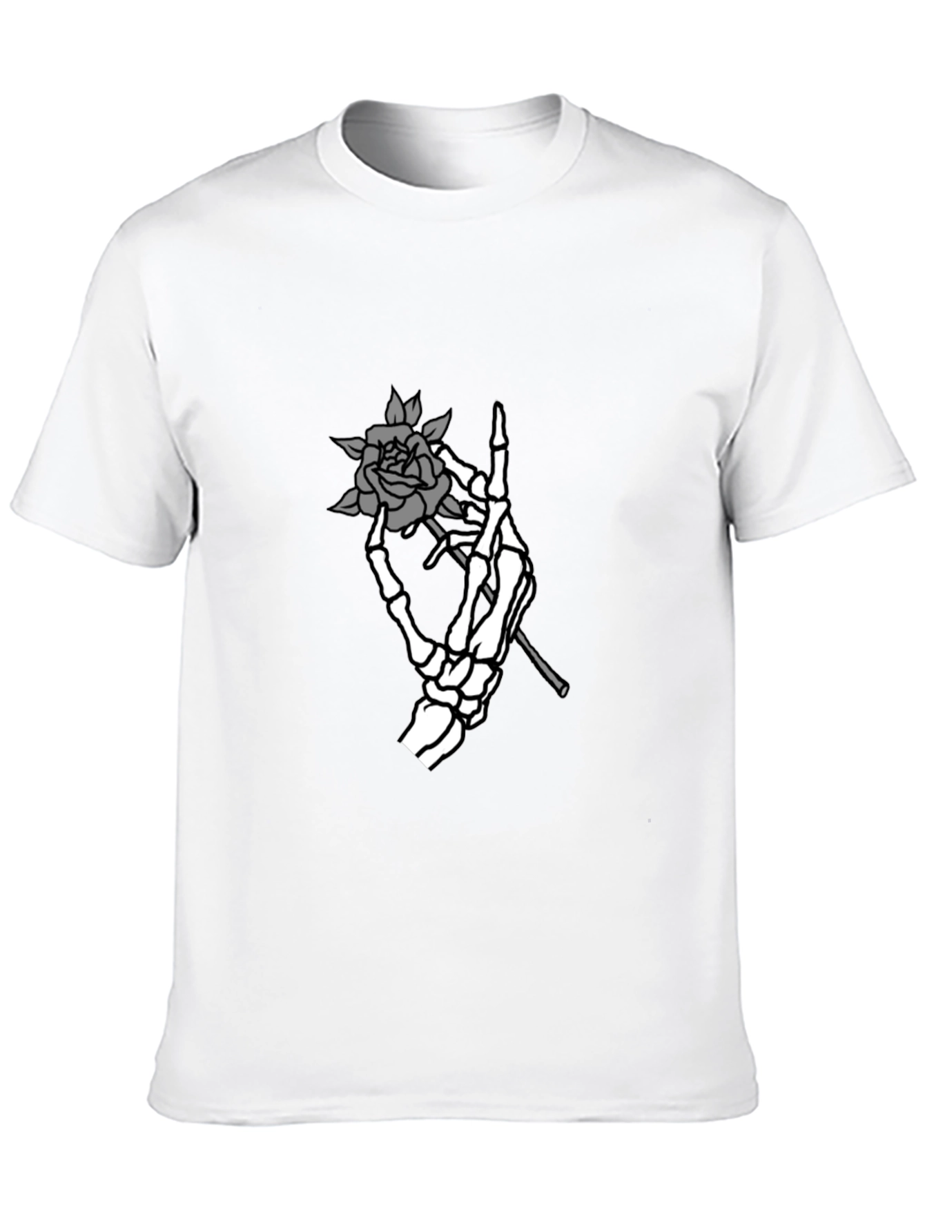 Skeleton Hand Rose Graphic Tee - Black