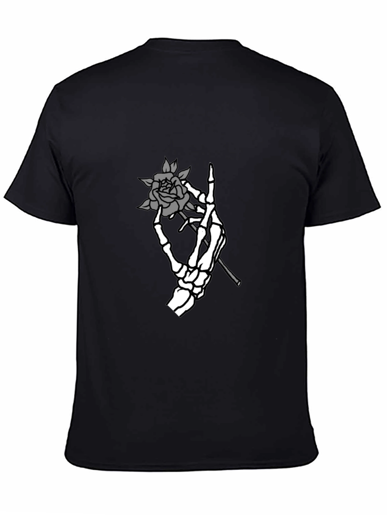 Skeleton Hand Rose Graphic Tee - Black