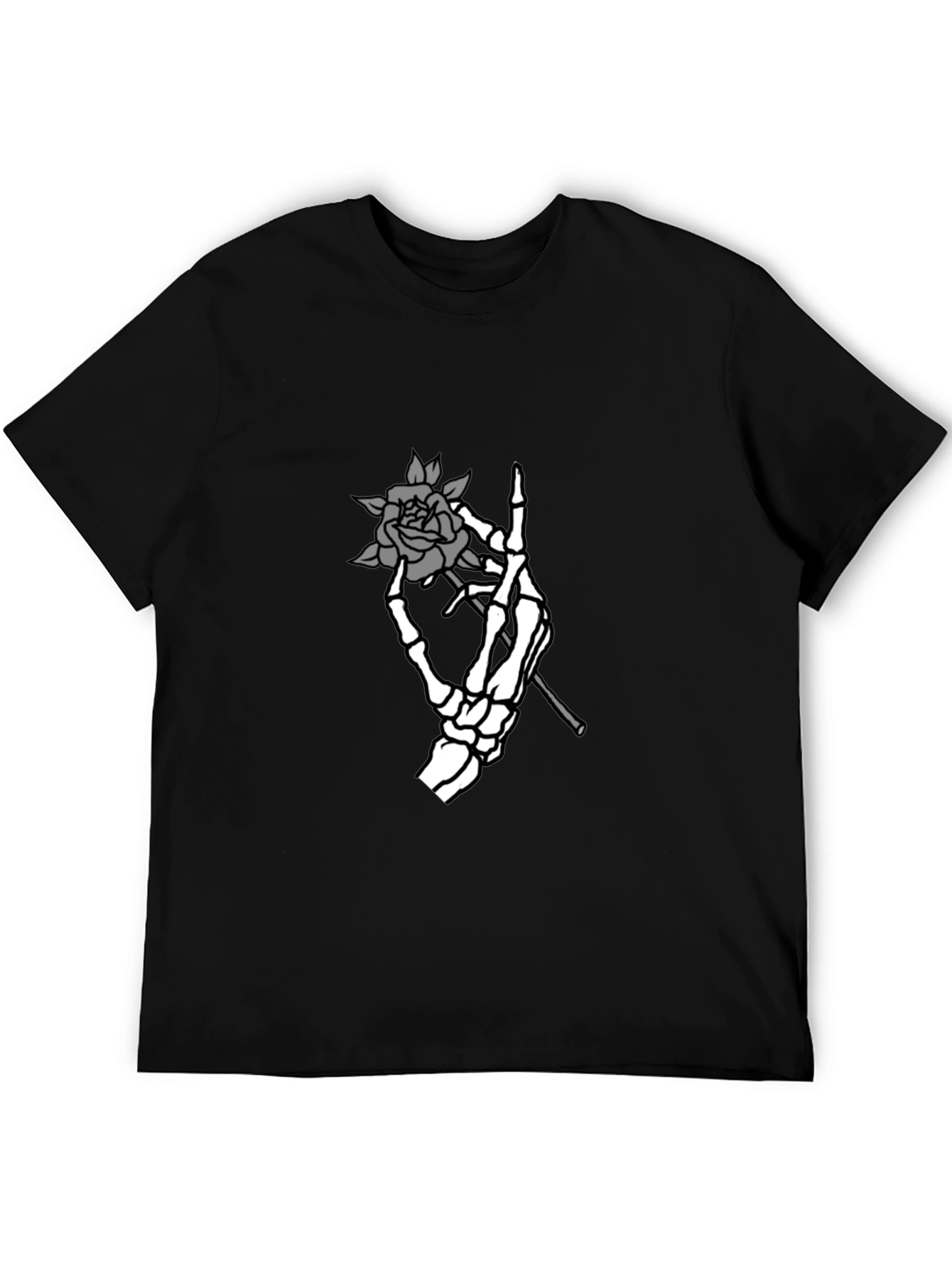 Skeleton Hand Rose Graphic Tee - Black