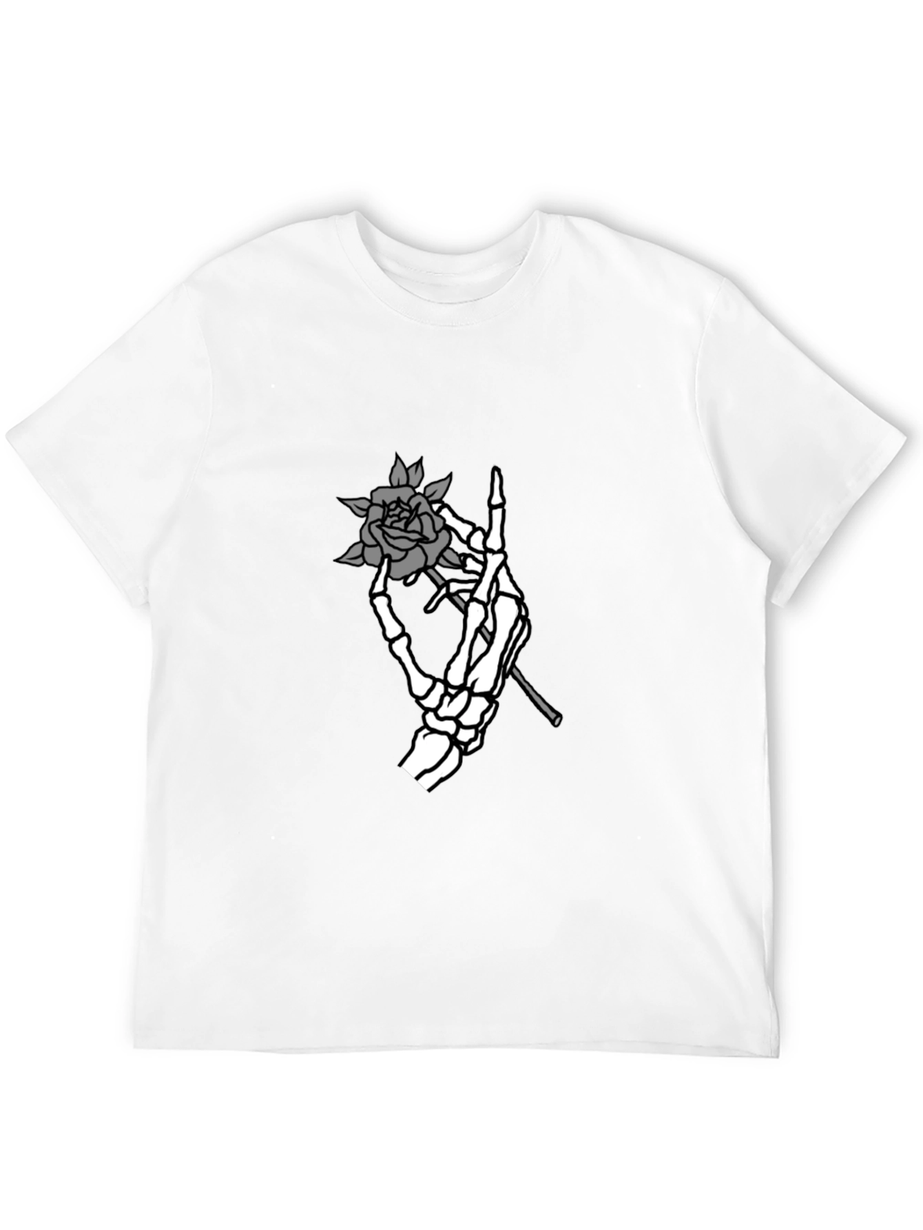 Skeleton Hand Rose Graphic Tee - Black