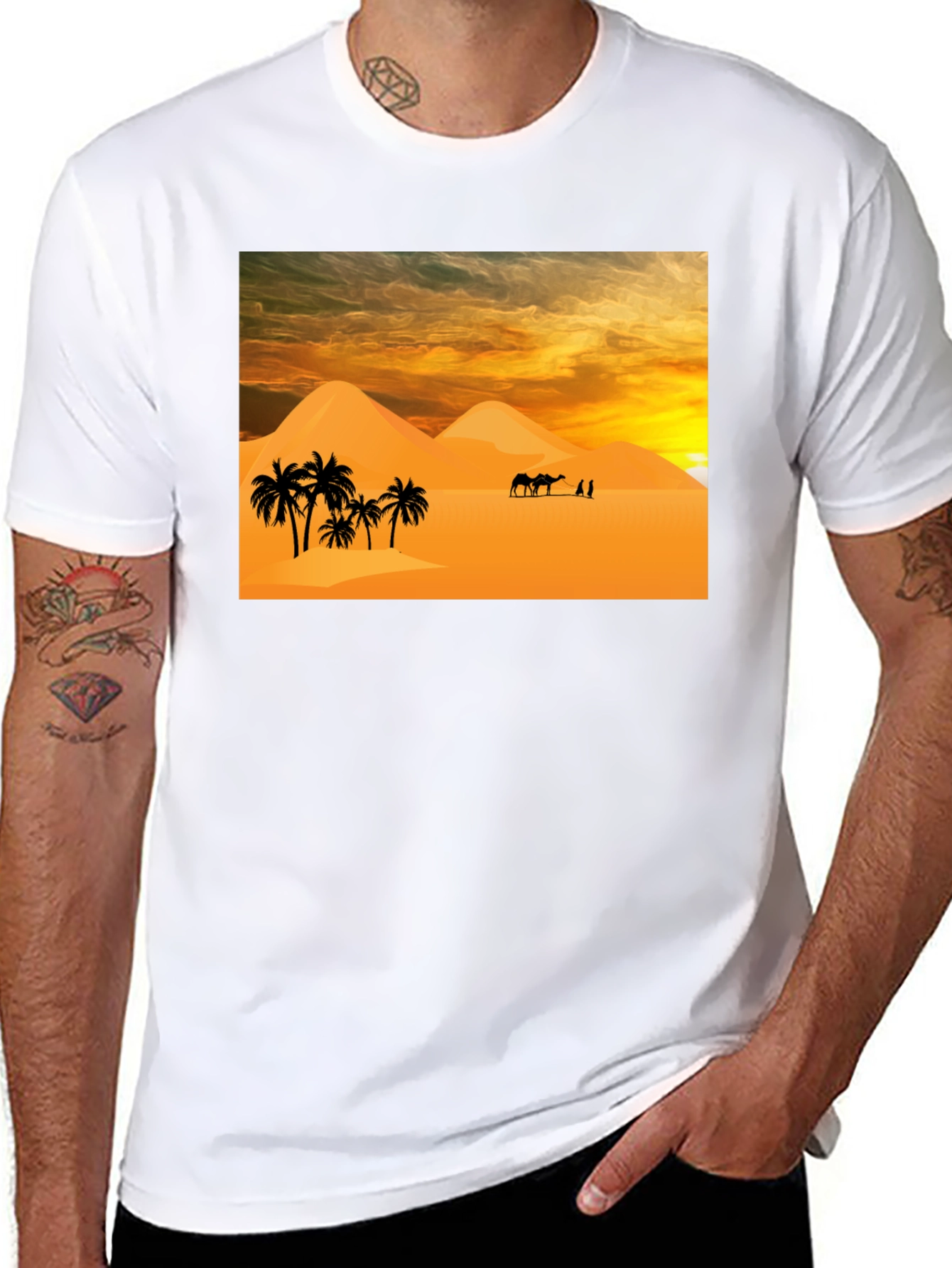 Desert Scene Graphic T-Shirt - Black