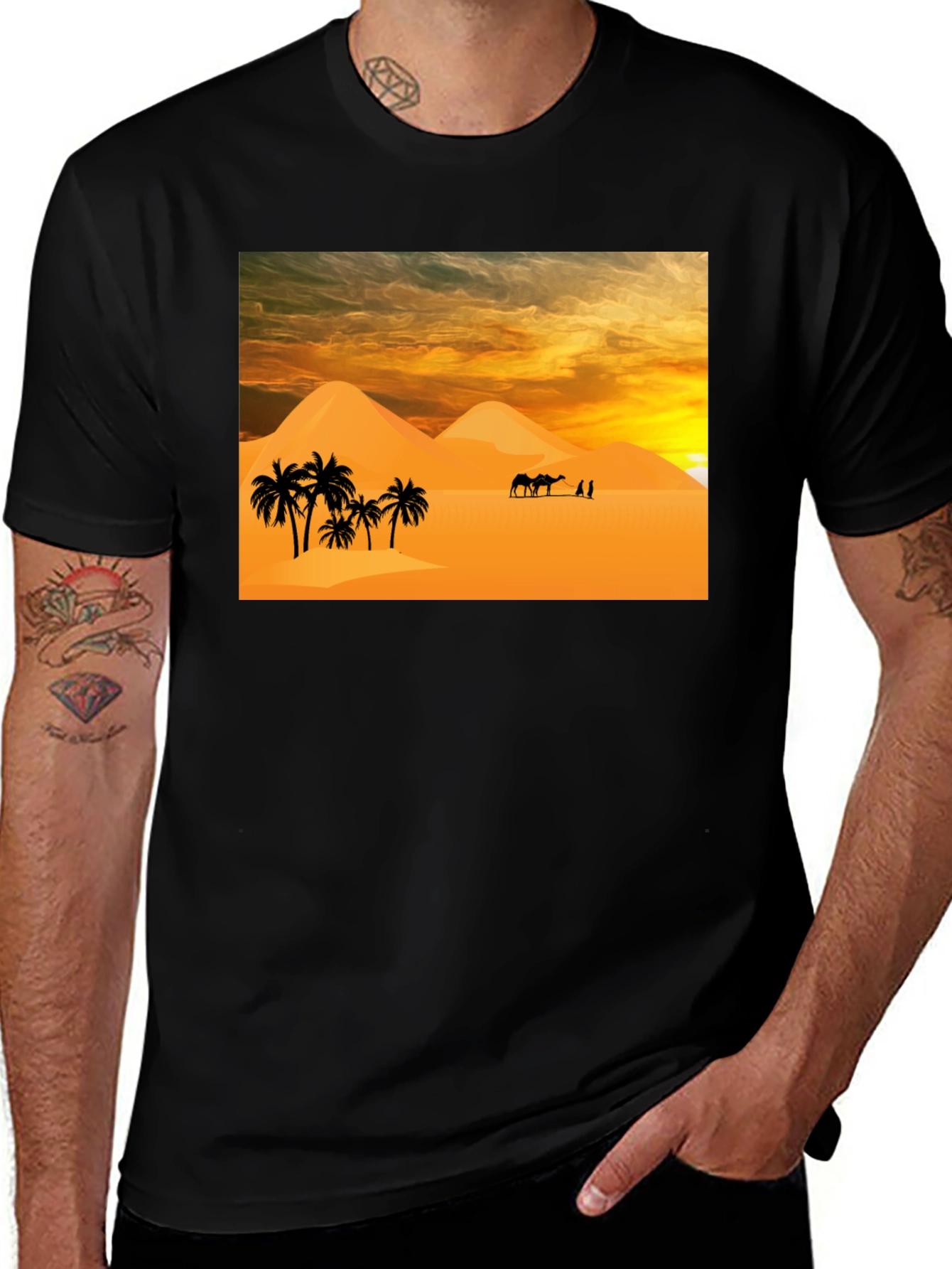 Desert Scene Graphic T-Shirt - Black