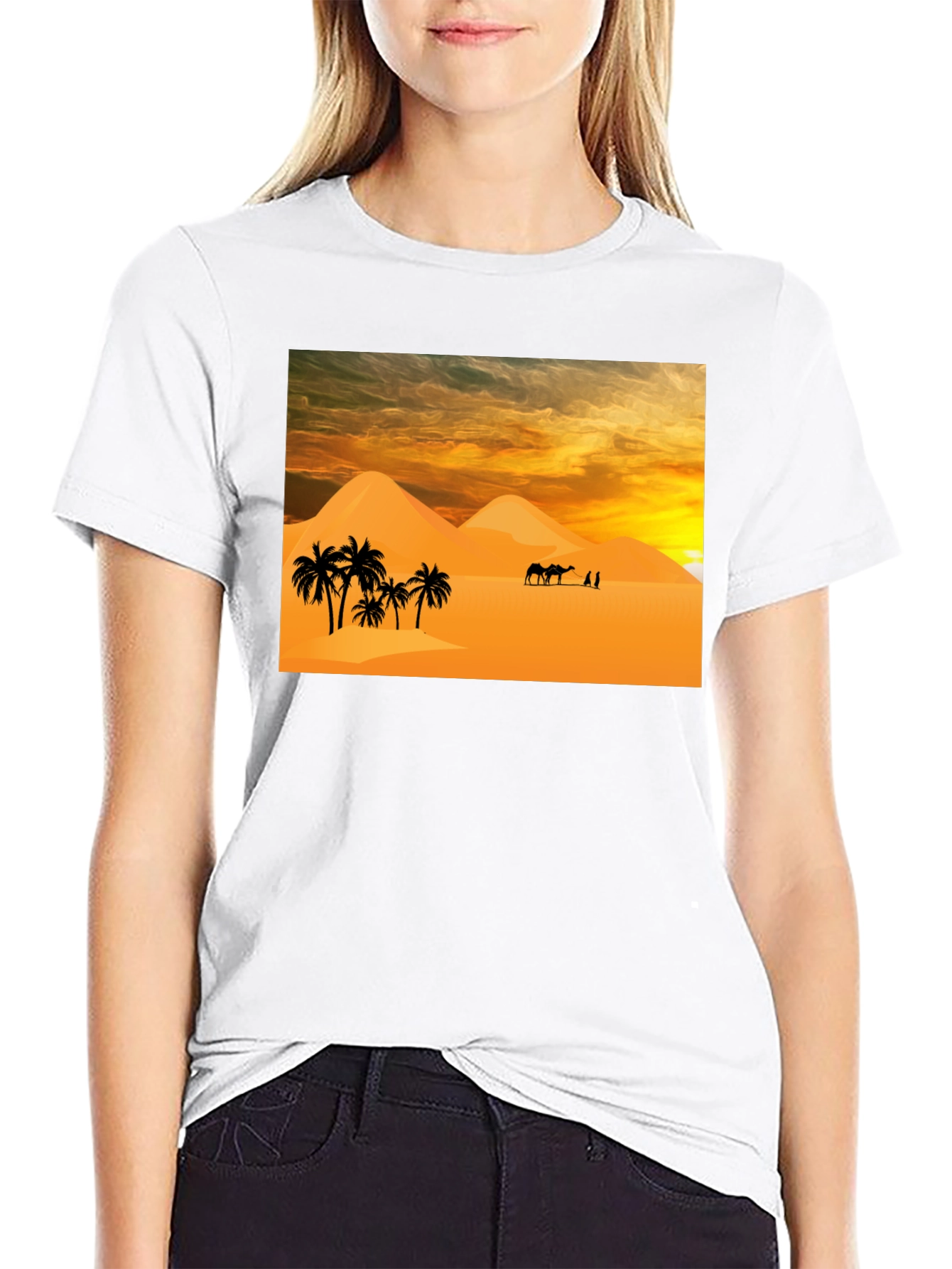 Desert Scene Graphic T-Shirt - Black