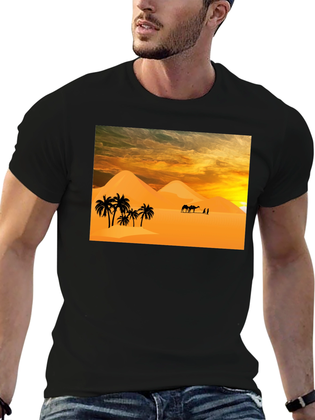 Desert Scene Graphic T-Shirt - Black