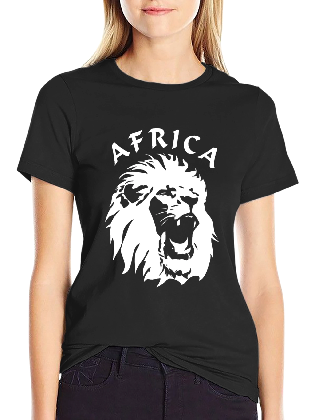 Africa Lion Graphic Black T-Shirt