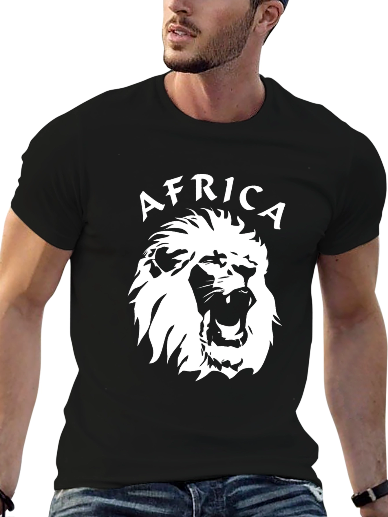 Africa Lion Graphic Black T-Shirt