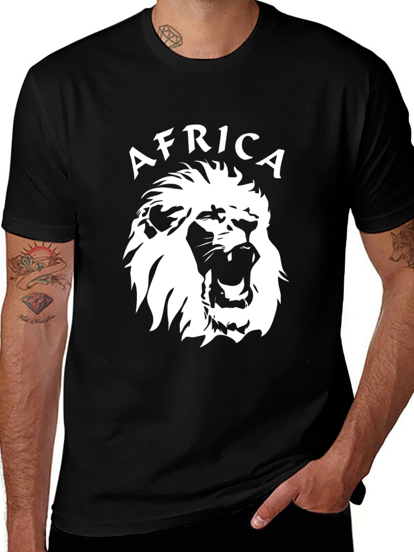 Africa Lion Graphic Black T-Shirt