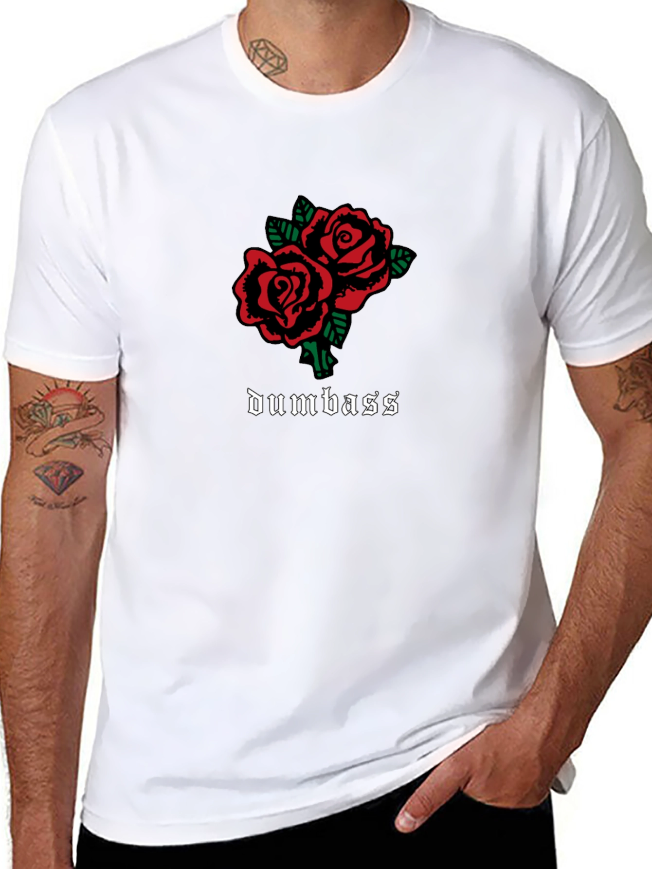 Roses & Dumbass Graphic Tee - Black