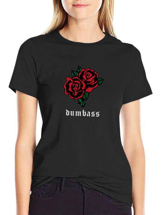 Roses & Dumbass Graphic Tee - Black
