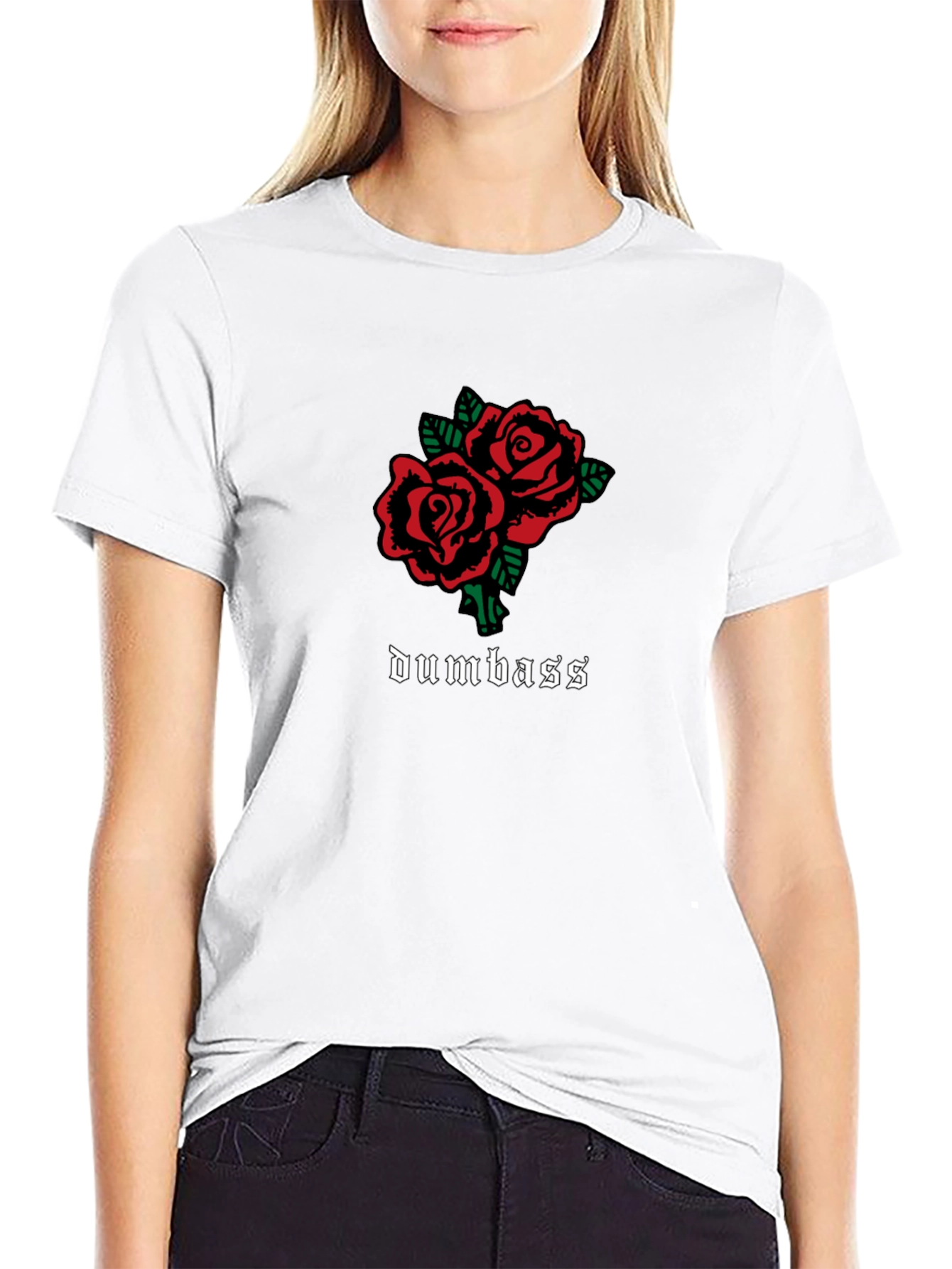Roses & Dumbass Graphic Tee - Black