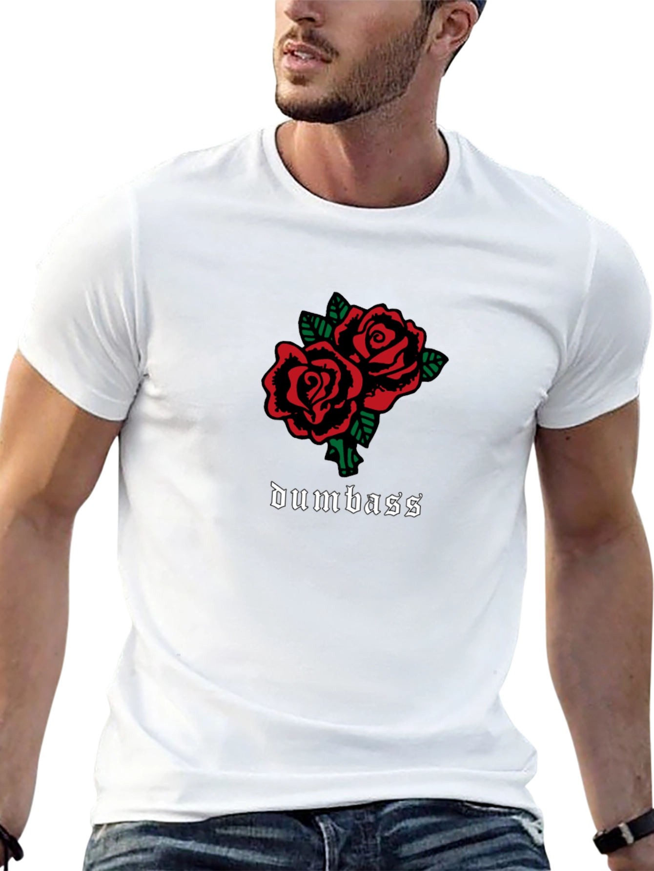 Roses & Dumbass Graphic Tee - Black