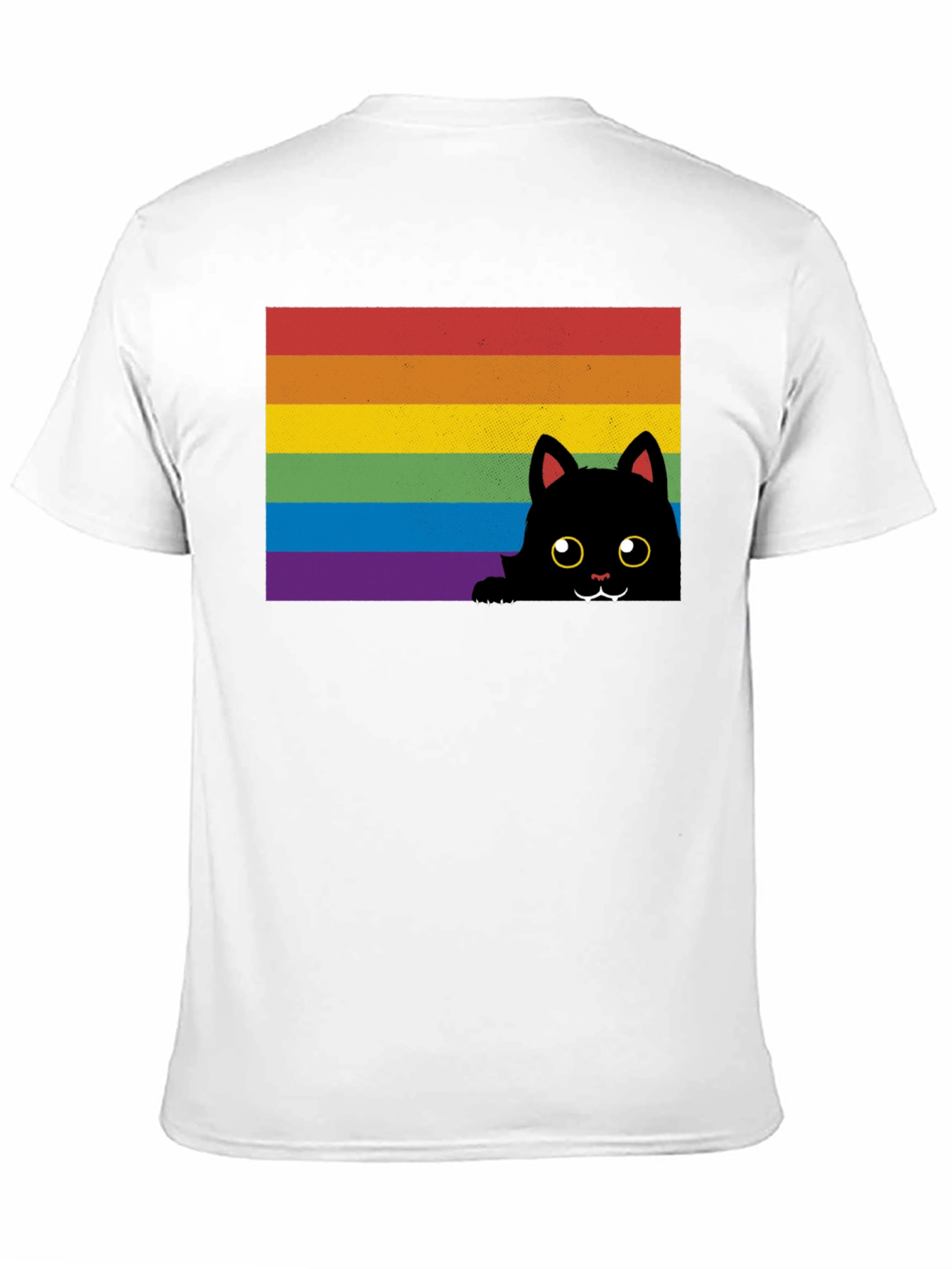 Rainbow Cat Graphic Tee - Black Cotton Comfort