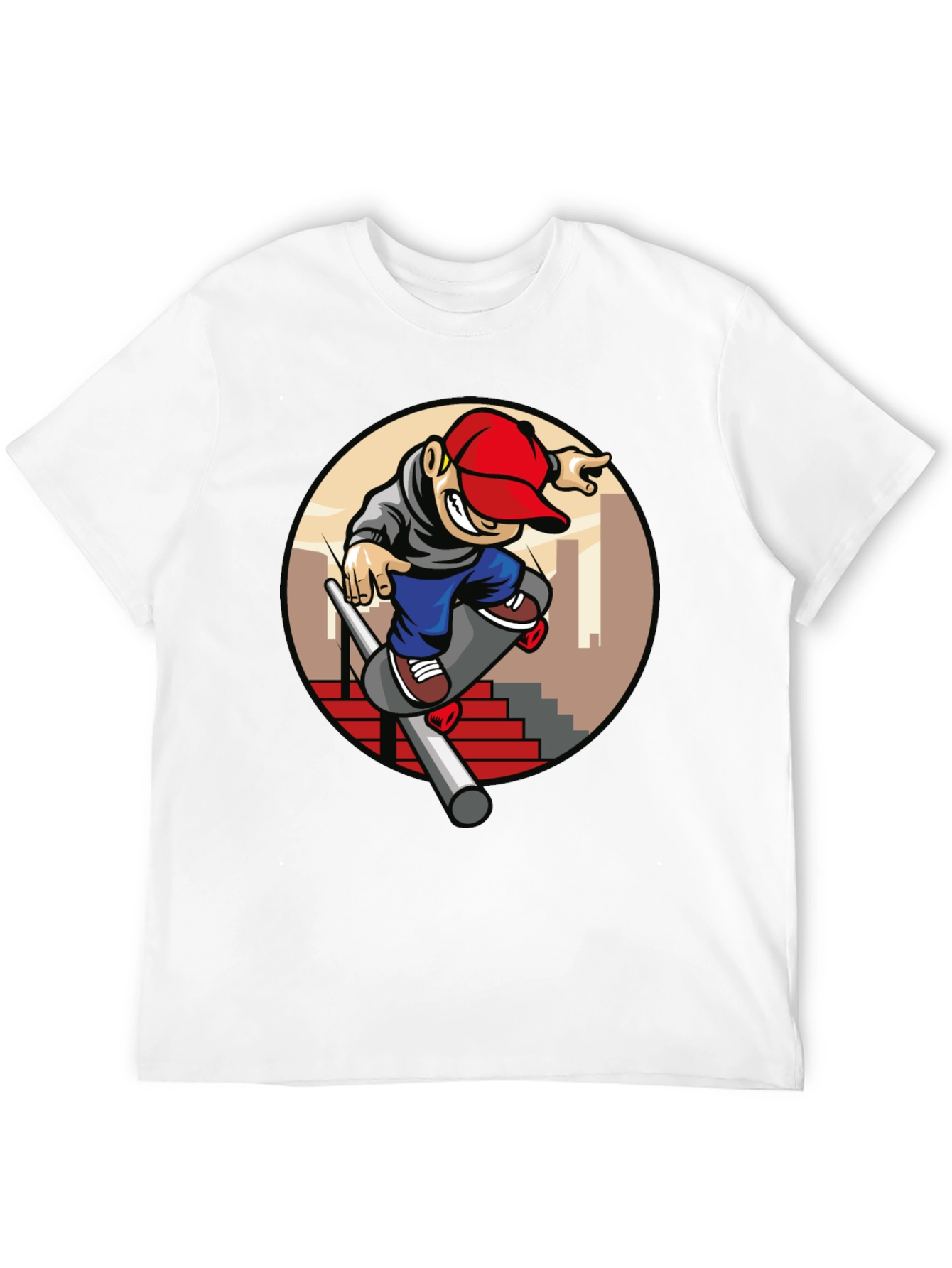 Skater Dude Graphic Tee - Black Cotton T-Shirt