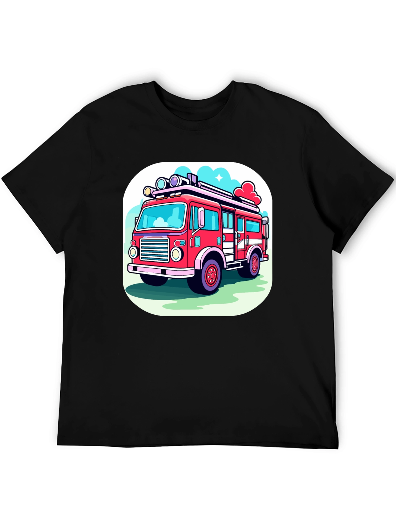 Fire Truck Graphic Tee - Cartoon Style