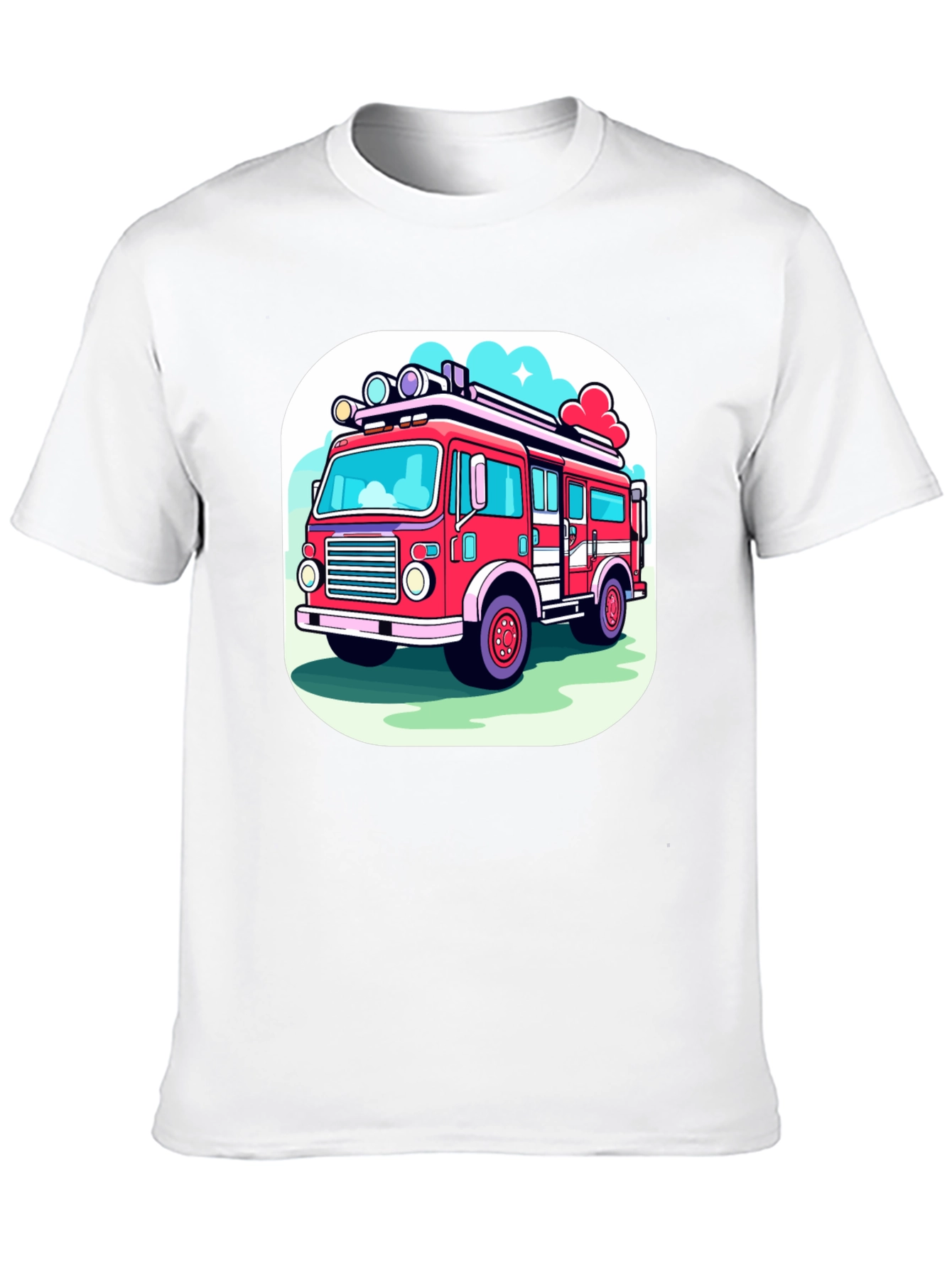 Fire Truck Graphic Tee - Cartoon Style