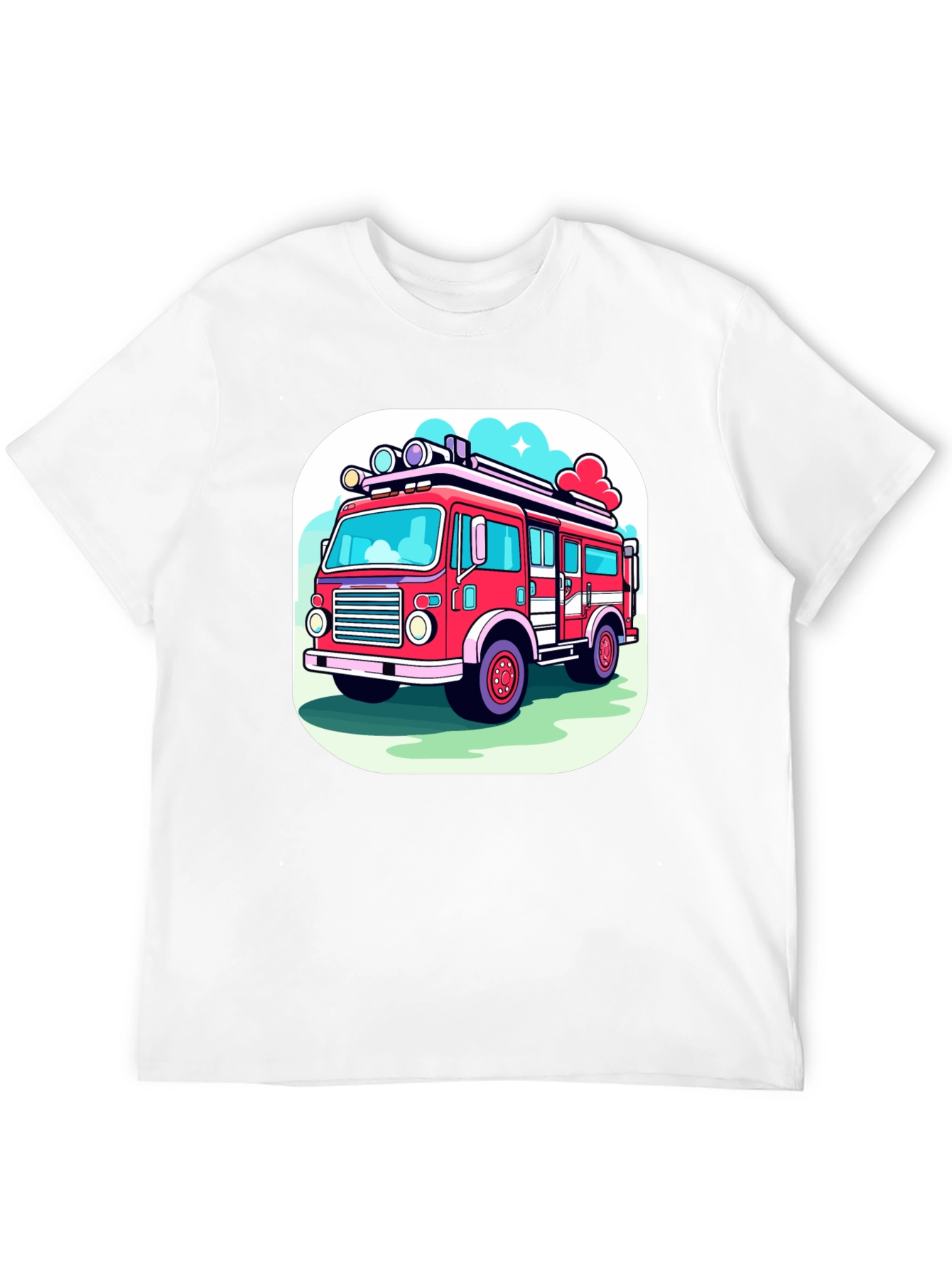 Fire Truck Graphic Tee - Cartoon Style