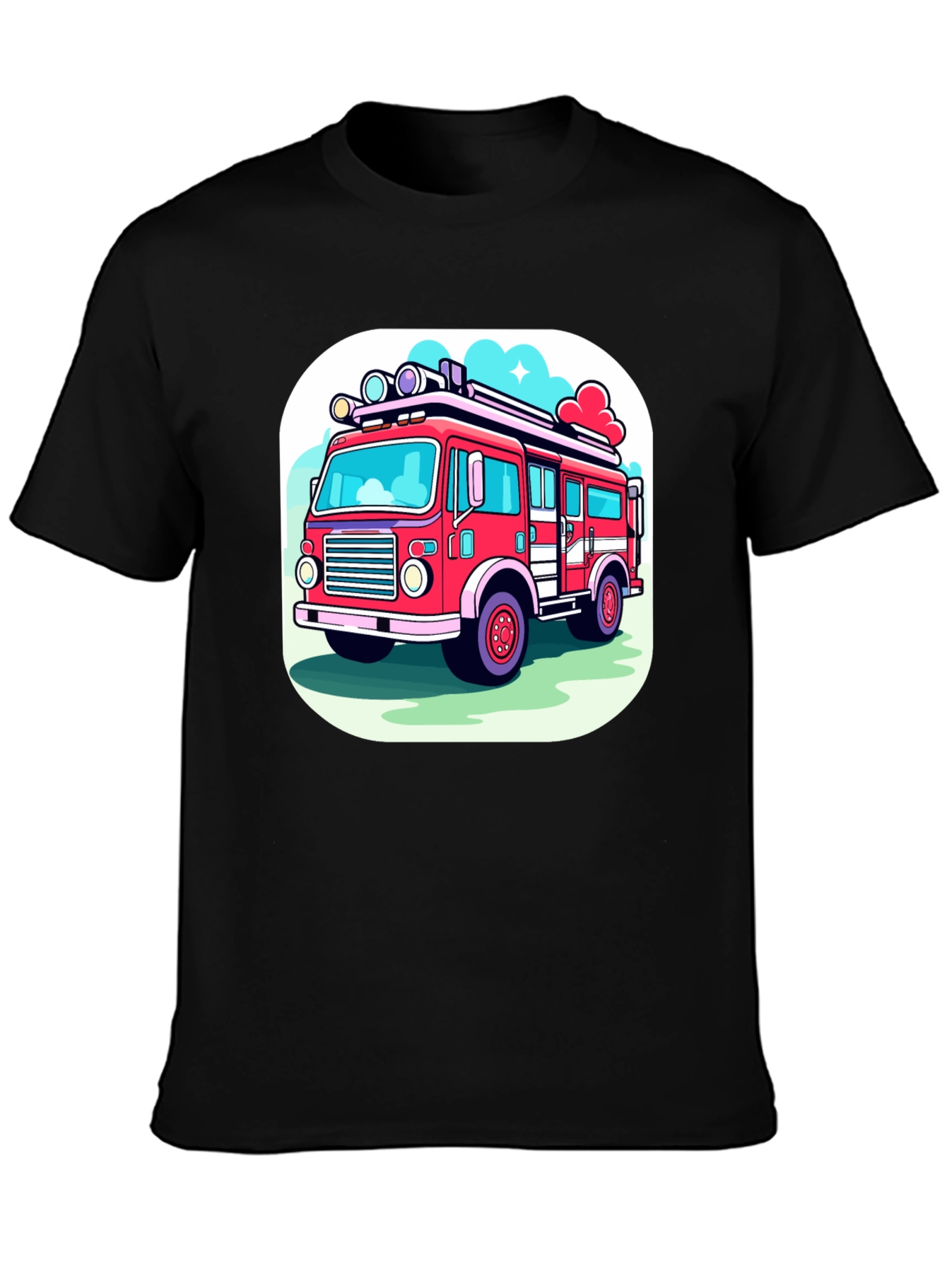 Fire Truck Graphic Tee - Cartoon Style