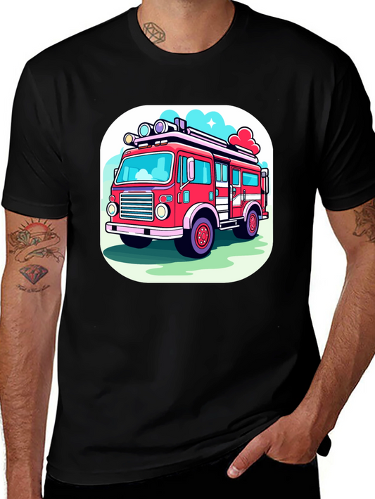 Fire Truck Graphic Tee - Cartoon Style