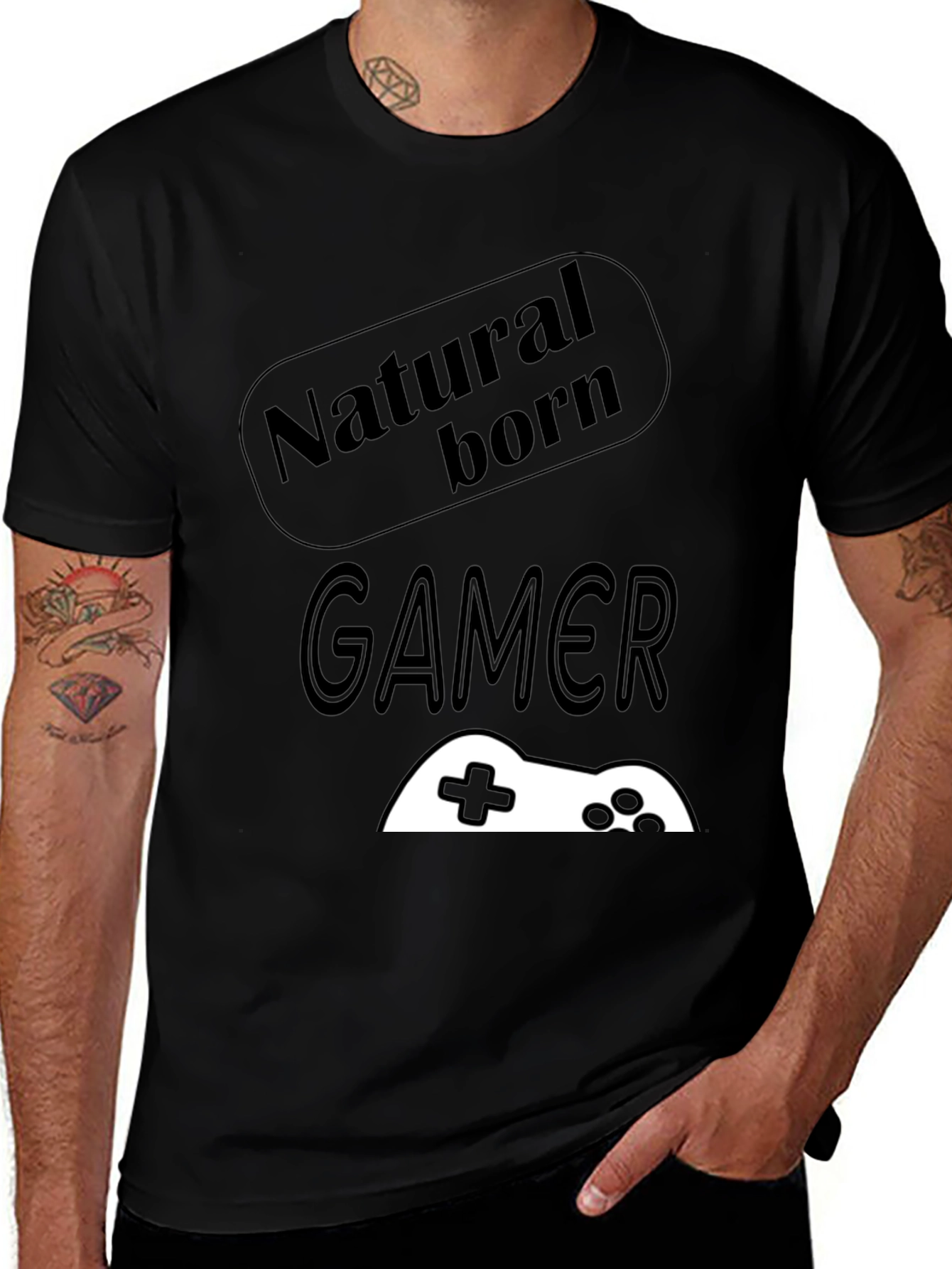 Natural Born Gamer Black T-Shirt for Men