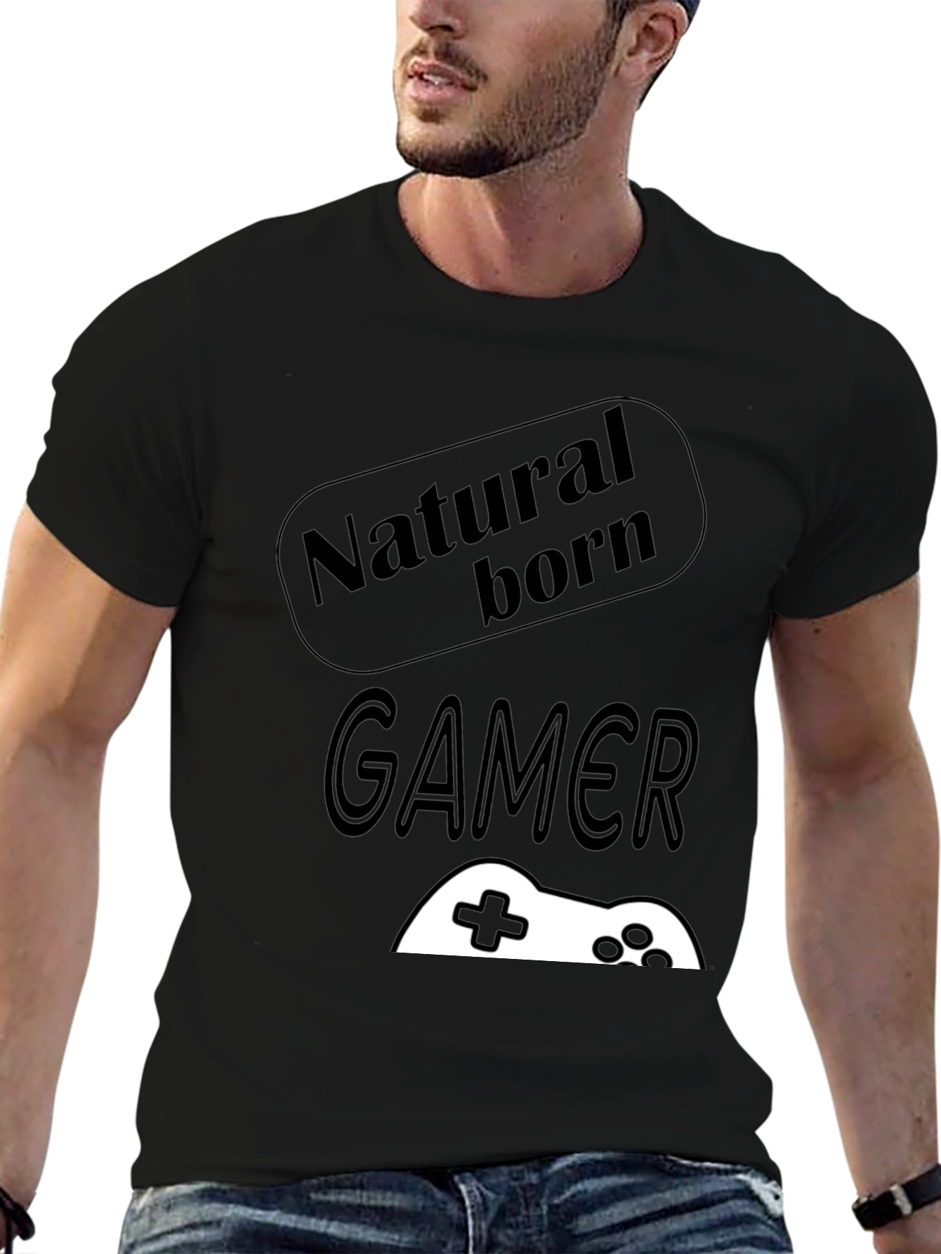 Natural Born Gamer Black T-Shirt for Men