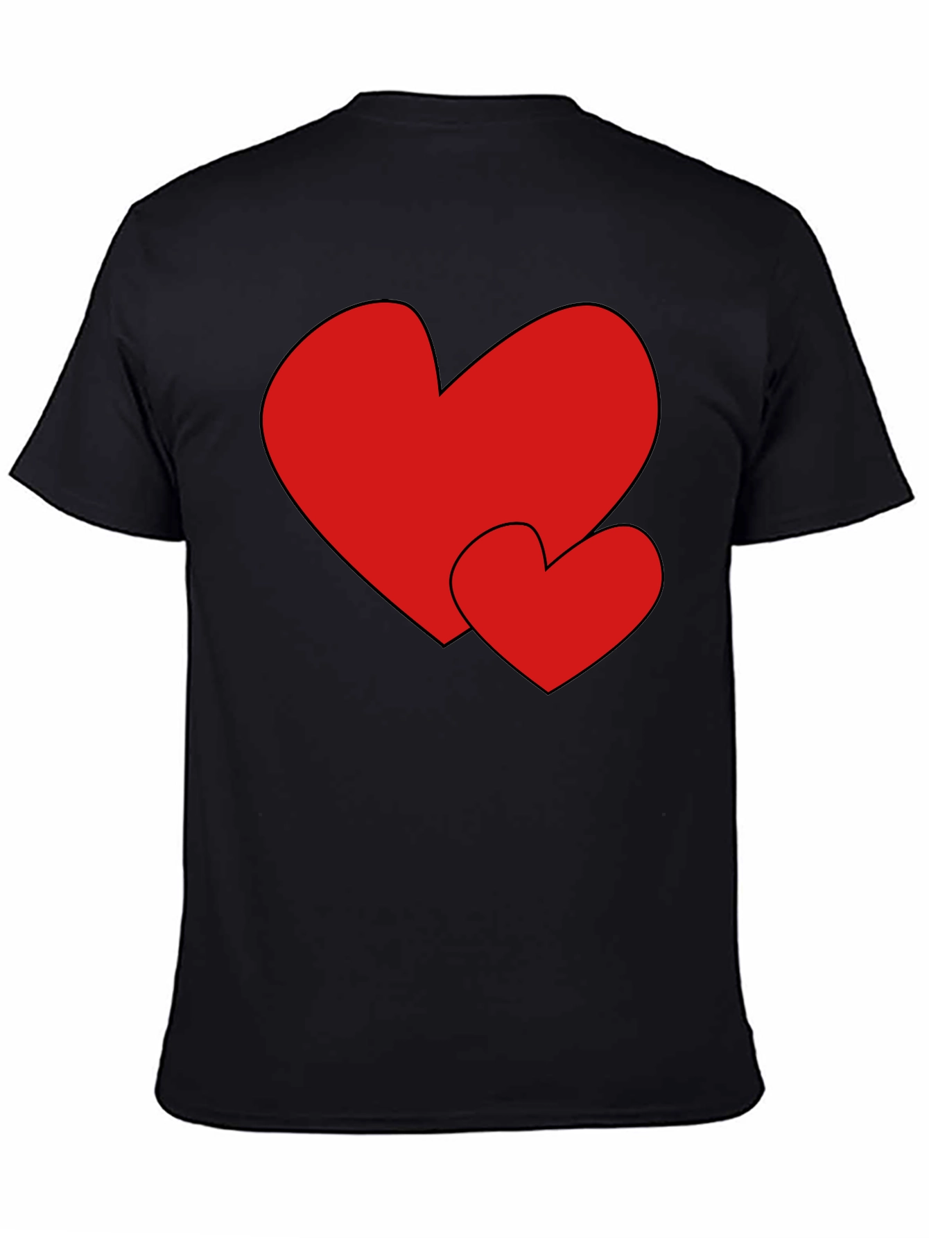 Heart Print Black Tee - Stylish & Comfortable