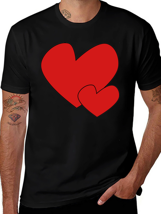 Heart Print Black Tee - Stylish & Comfortable