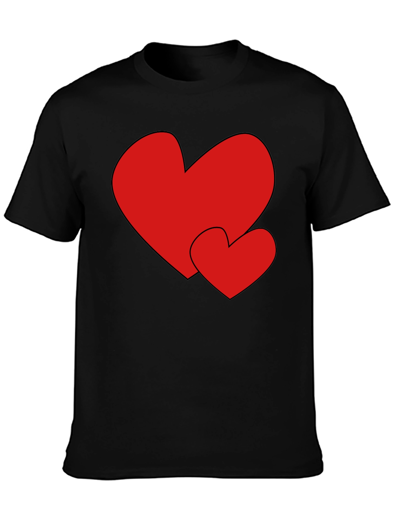 Heart Print Black Tee - Stylish & Comfortable