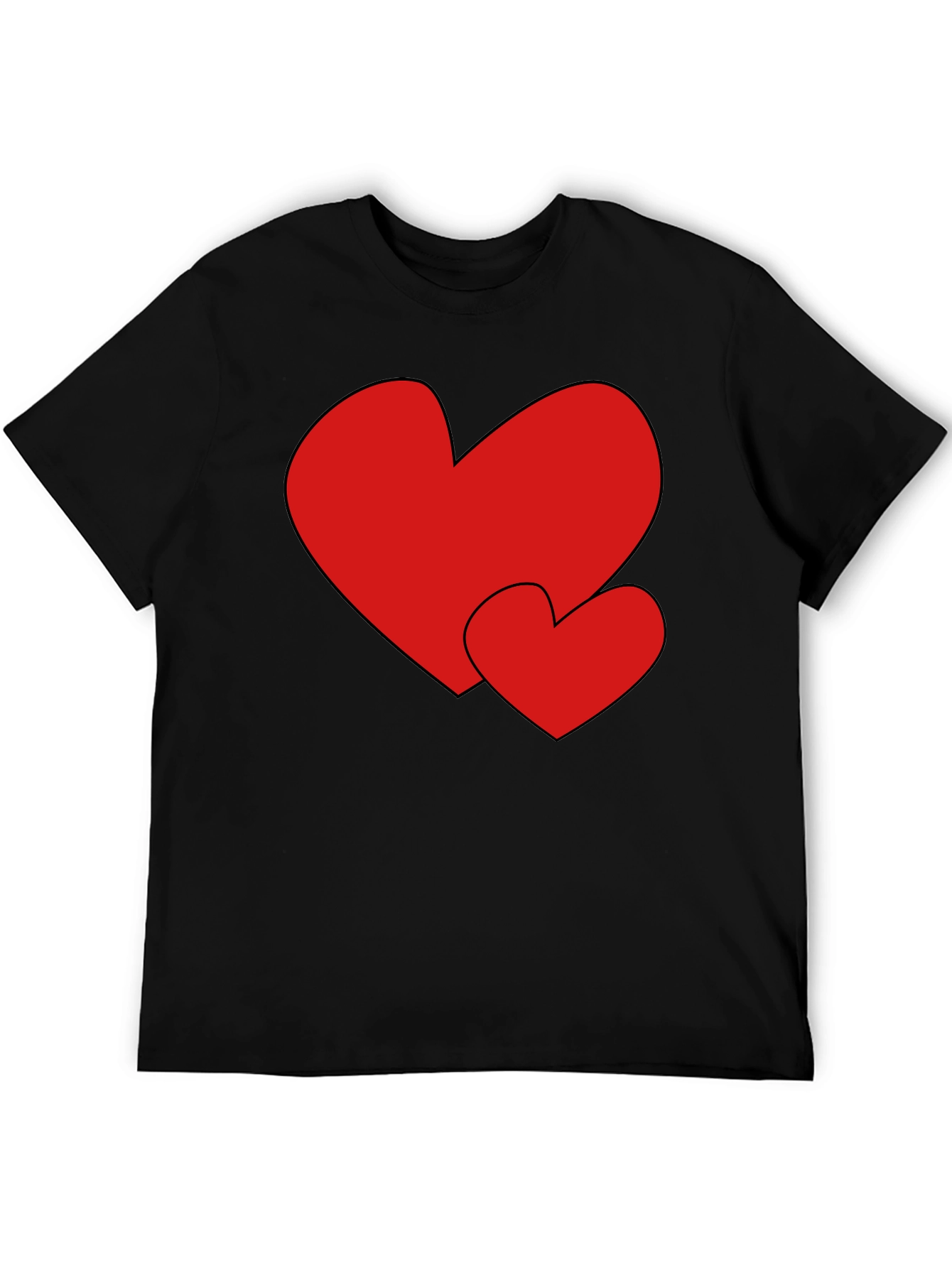 Heart Print Black Tee - Stylish & Comfortable