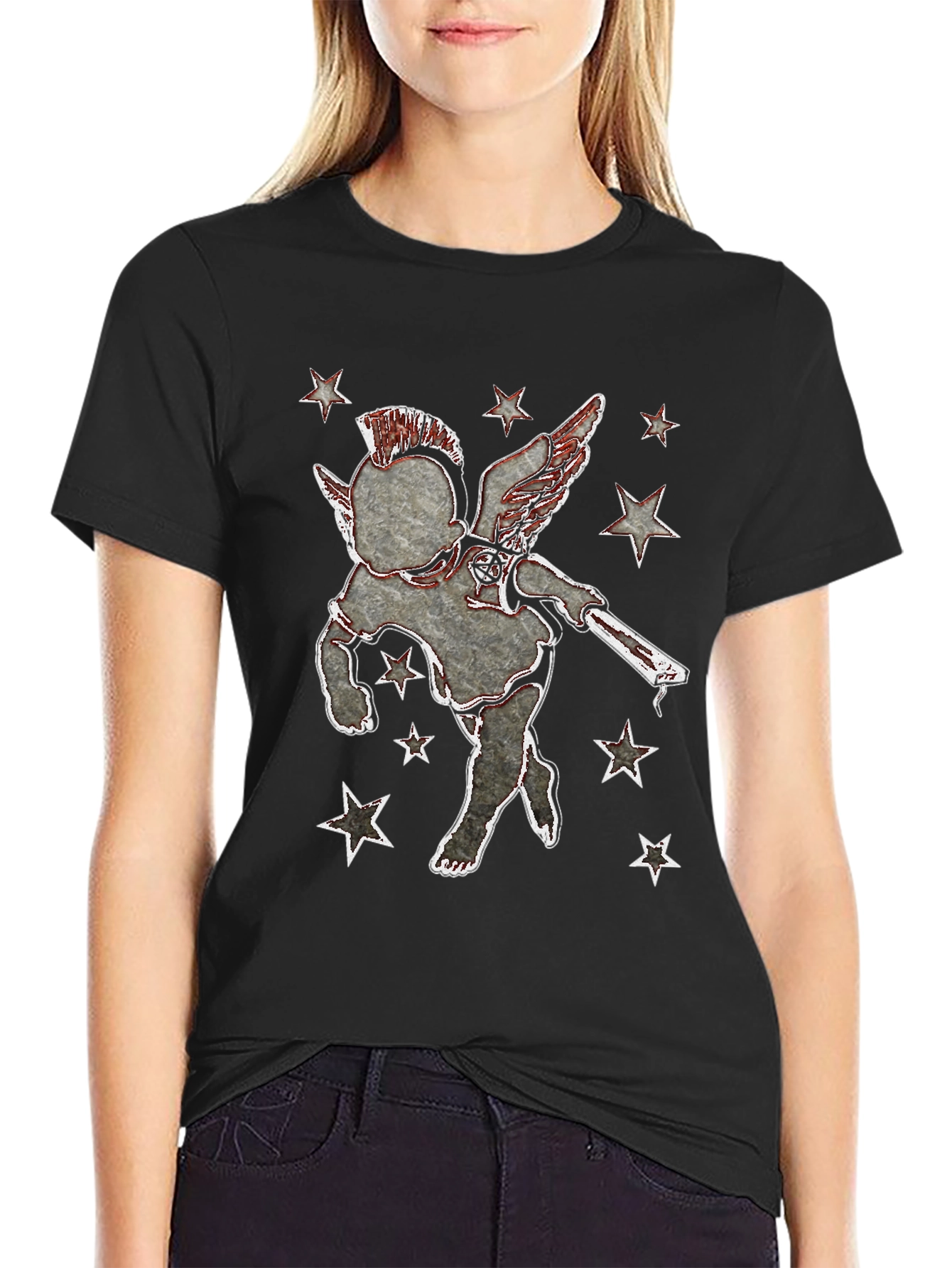 Punk Angel Graphic Print Tee