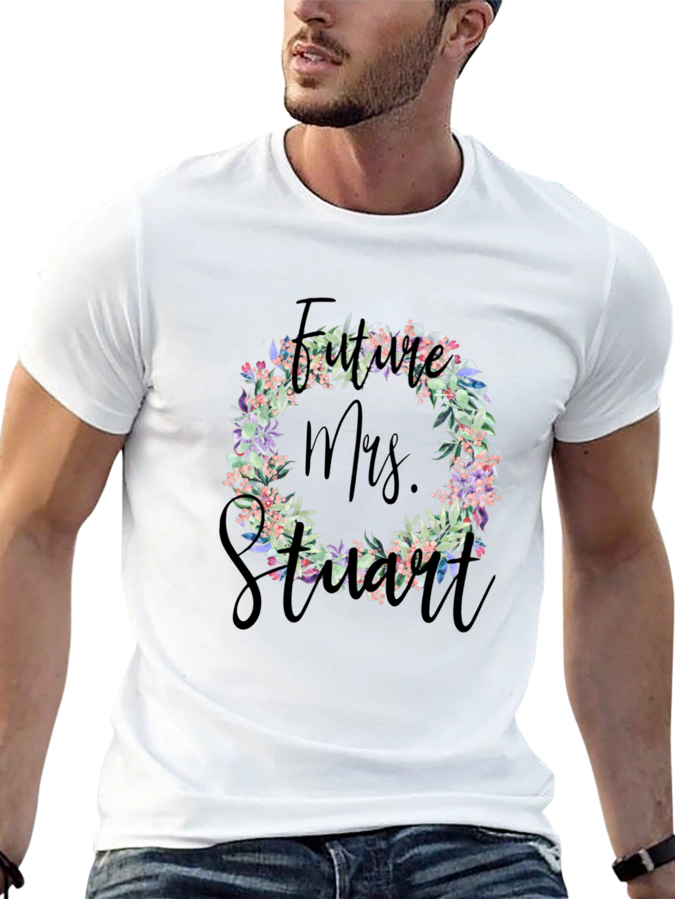 Future Mrs. Stuart Floral Wreath T-Shirt