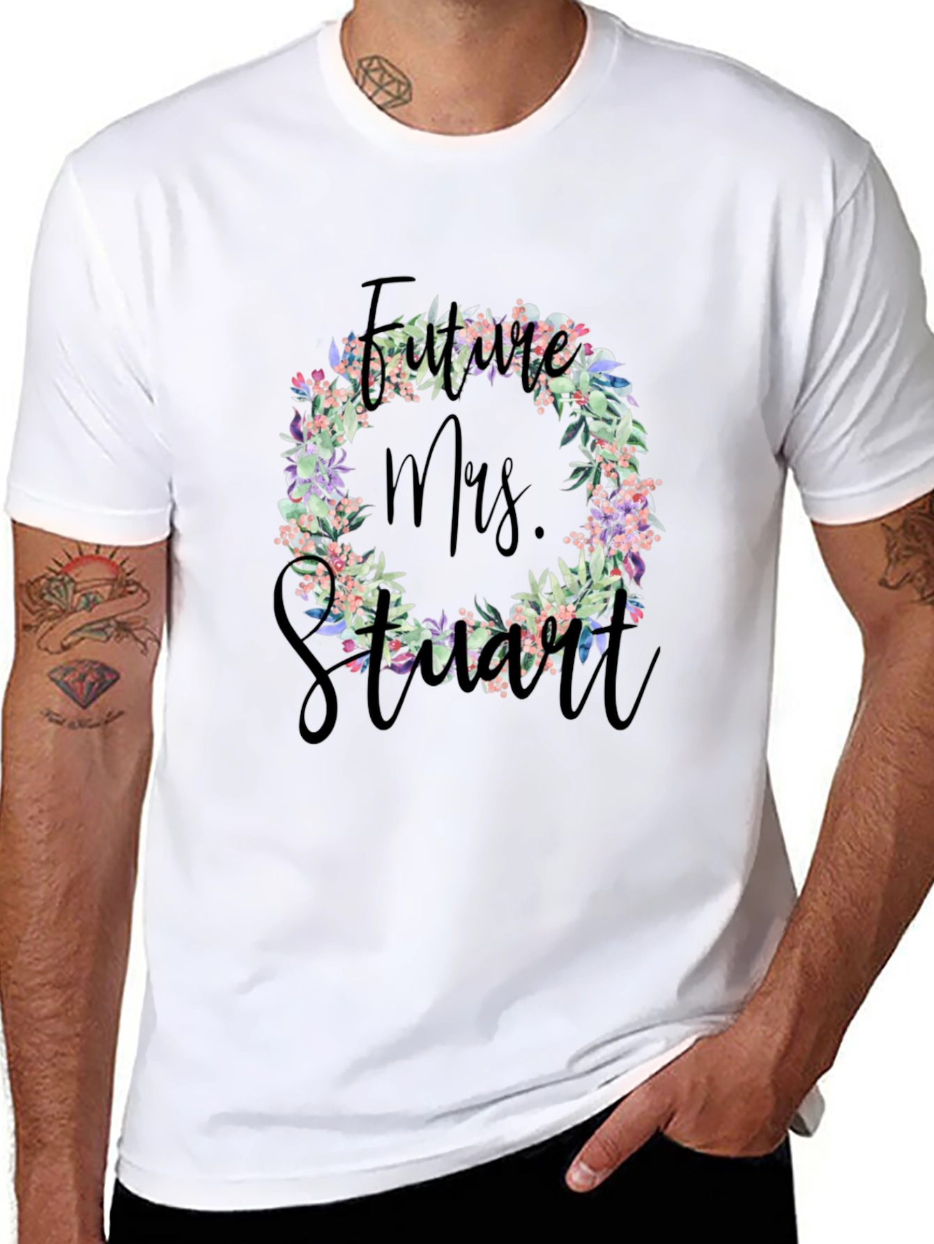 Future Mrs. Stuart Floral Wreath T-Shirt