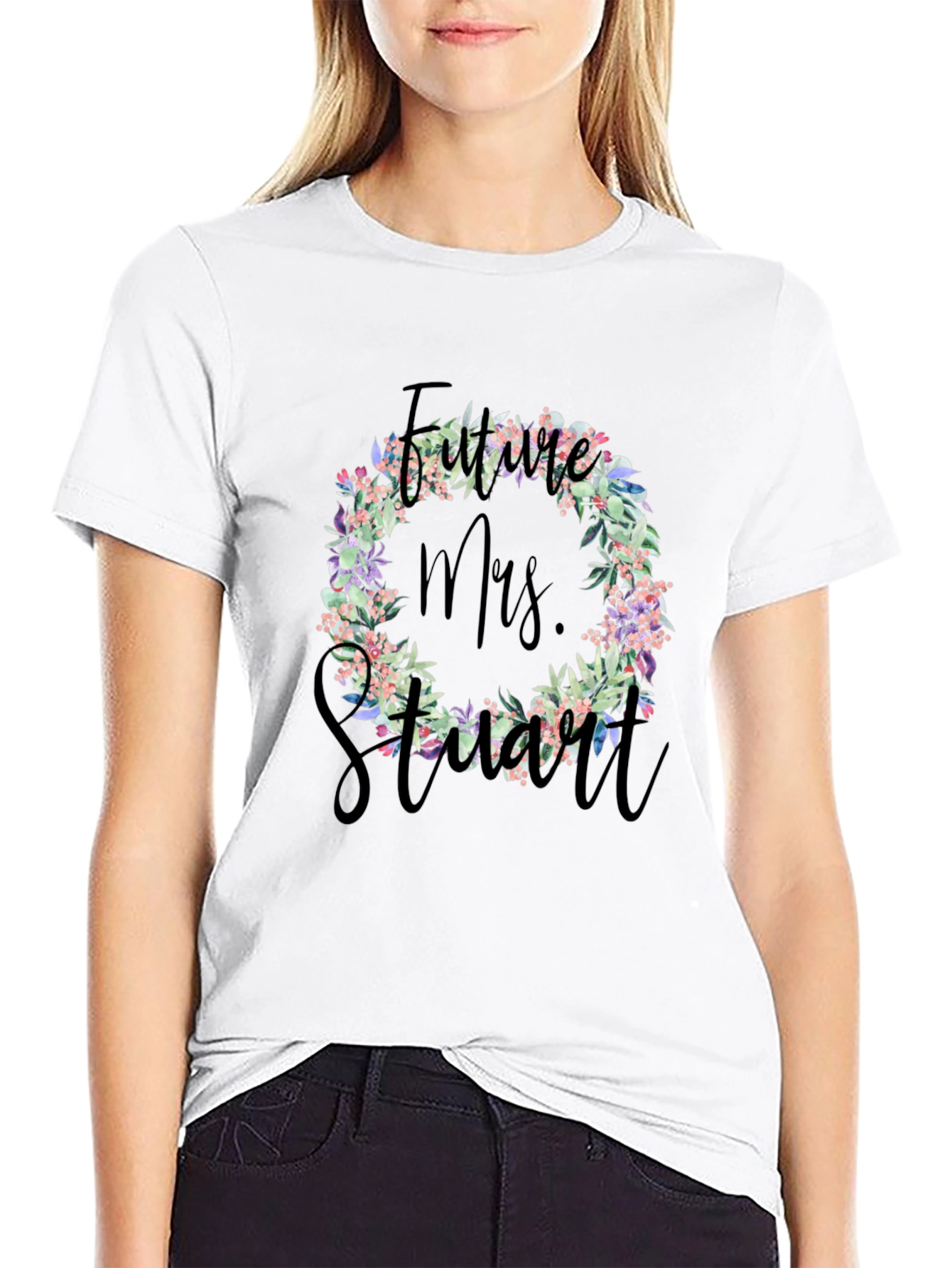 Future Mrs. Stuart Floral Wreath T-Shirt