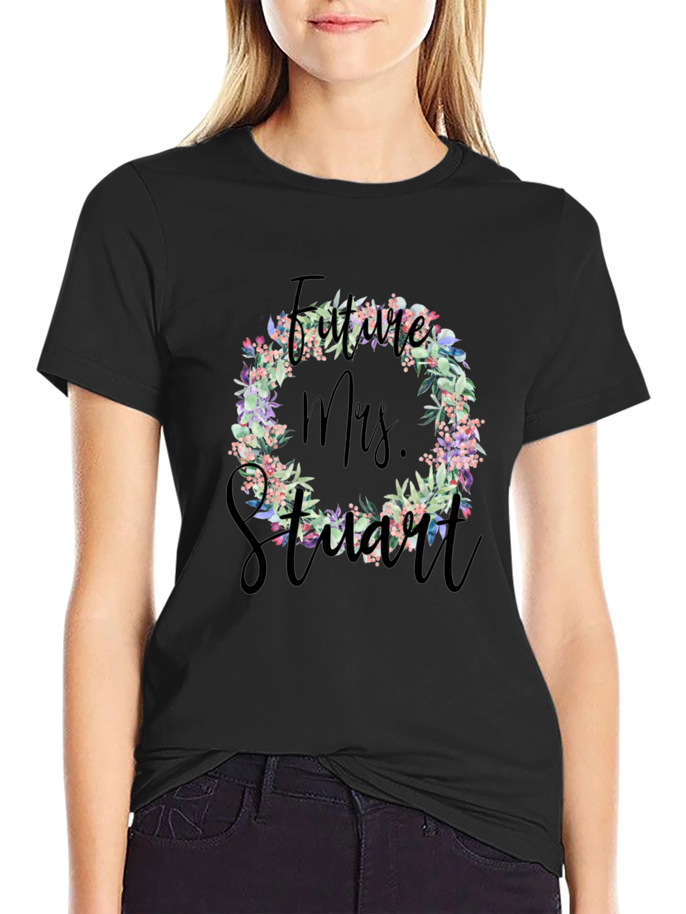 Future Mrs. Stuart Floral Wreath T-Shirt