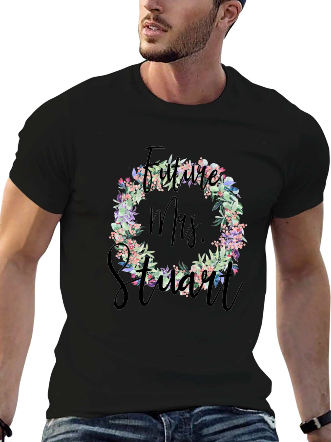 Future Mrs. Stuart Floral Wreath T-Shirt