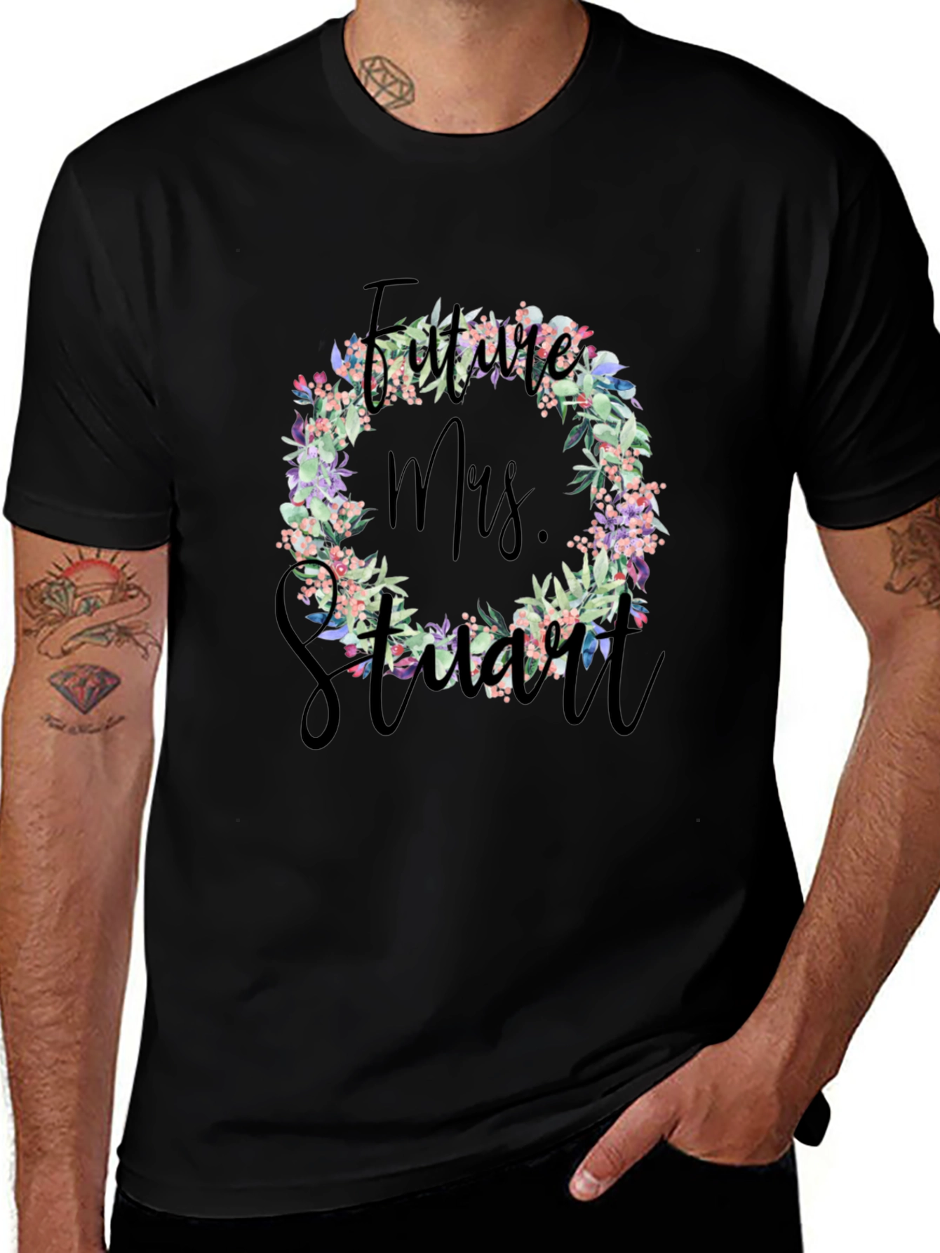 Future Mrs. Stuart Floral Wreath T-Shirt
