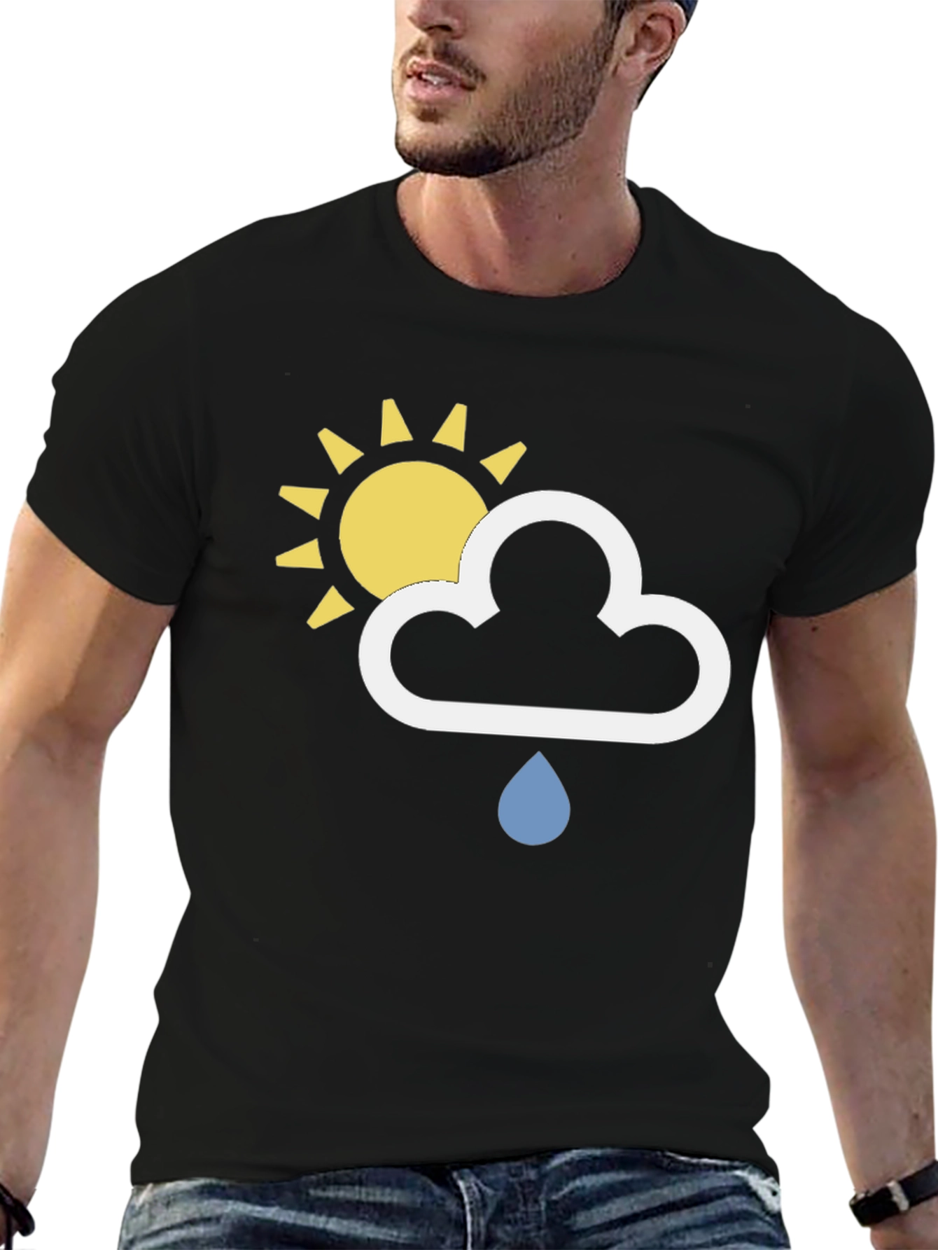 Weather Icon T-Shirt - Sun Cloud Rain Design