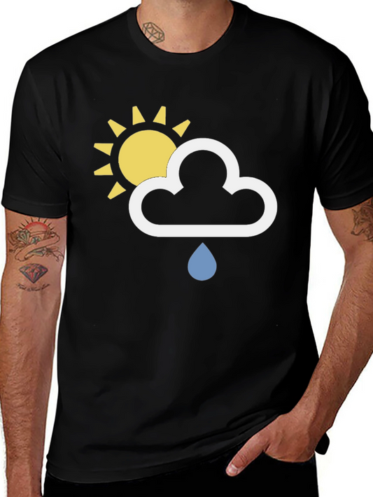 Weather Icon T-Shirt - Sun Cloud Rain Design