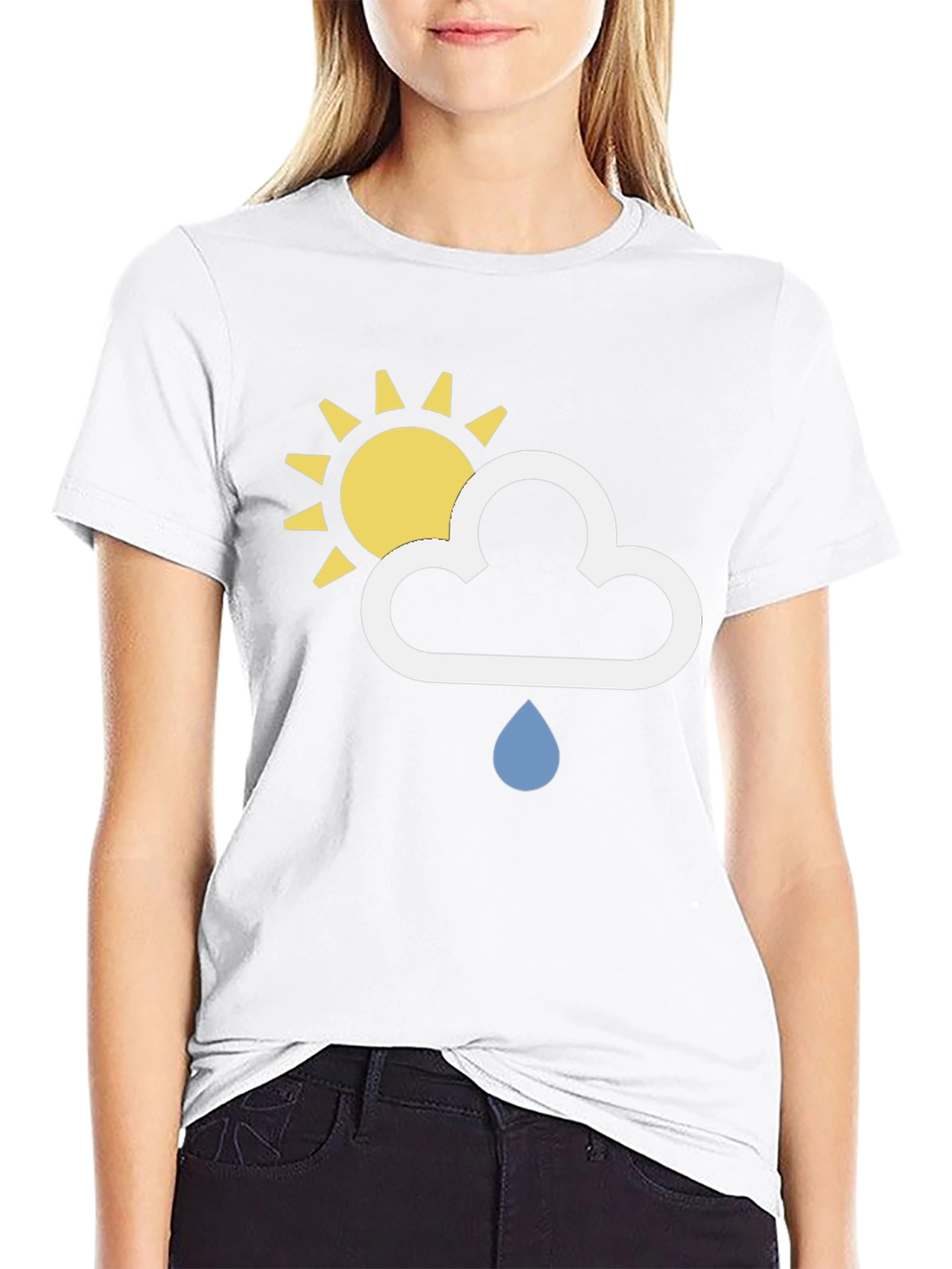 Weather Icon T-Shirt - Sun Cloud Rain Design