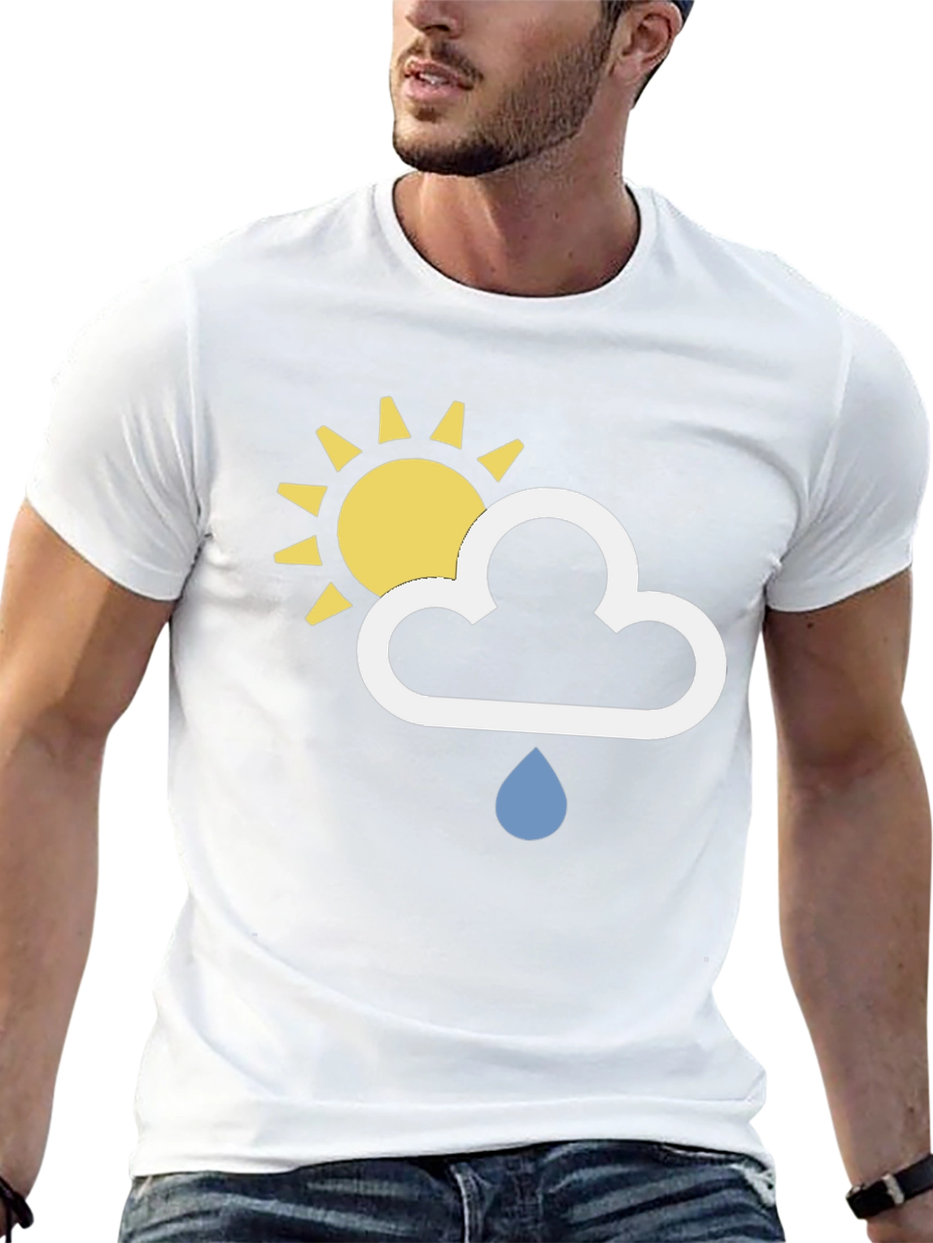 Weather Icon T-Shirt - Sun Cloud Rain Design