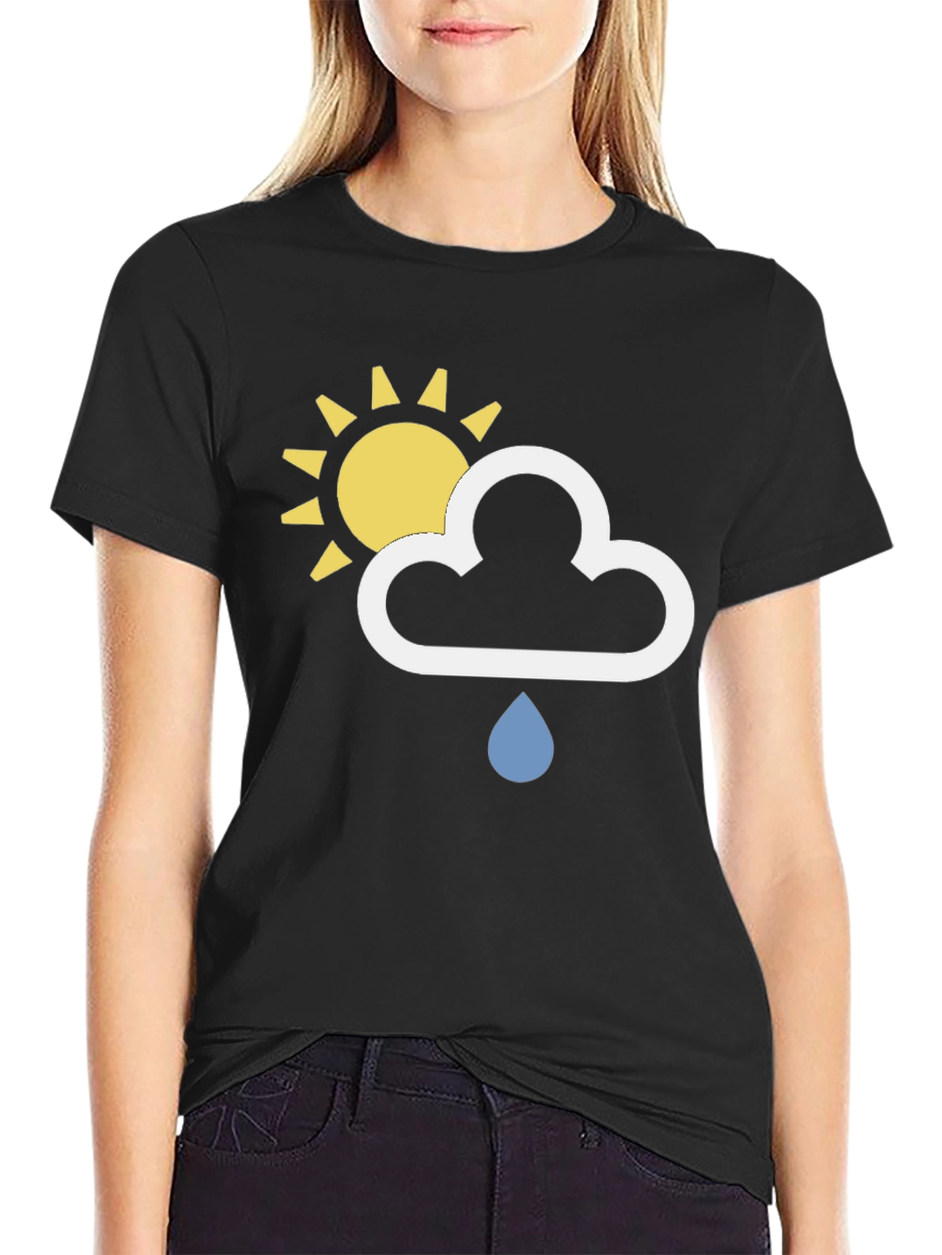 Weather Icon T-Shirt - Sun Cloud Rain Design