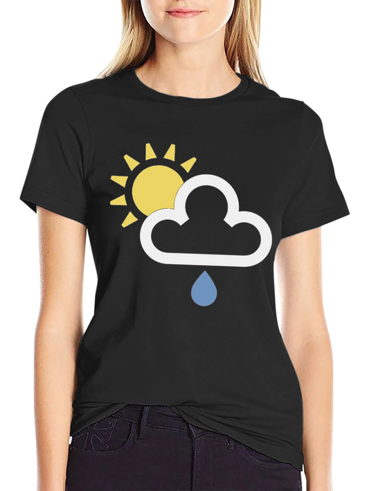 Weather Icon T-Shirt - Sun Cloud Rain Design