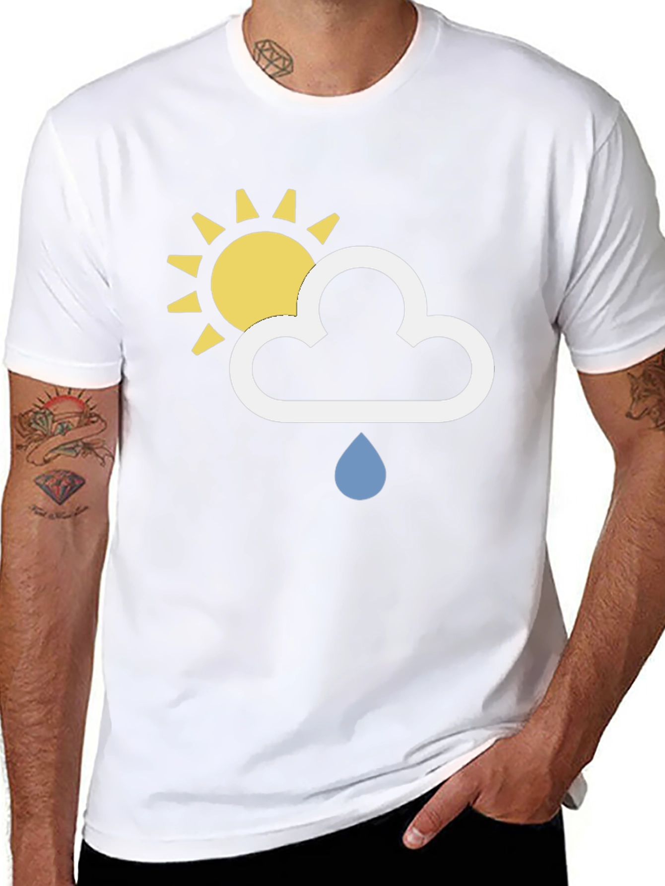 Weather Icon T-Shirt - Sun Cloud Rain Design