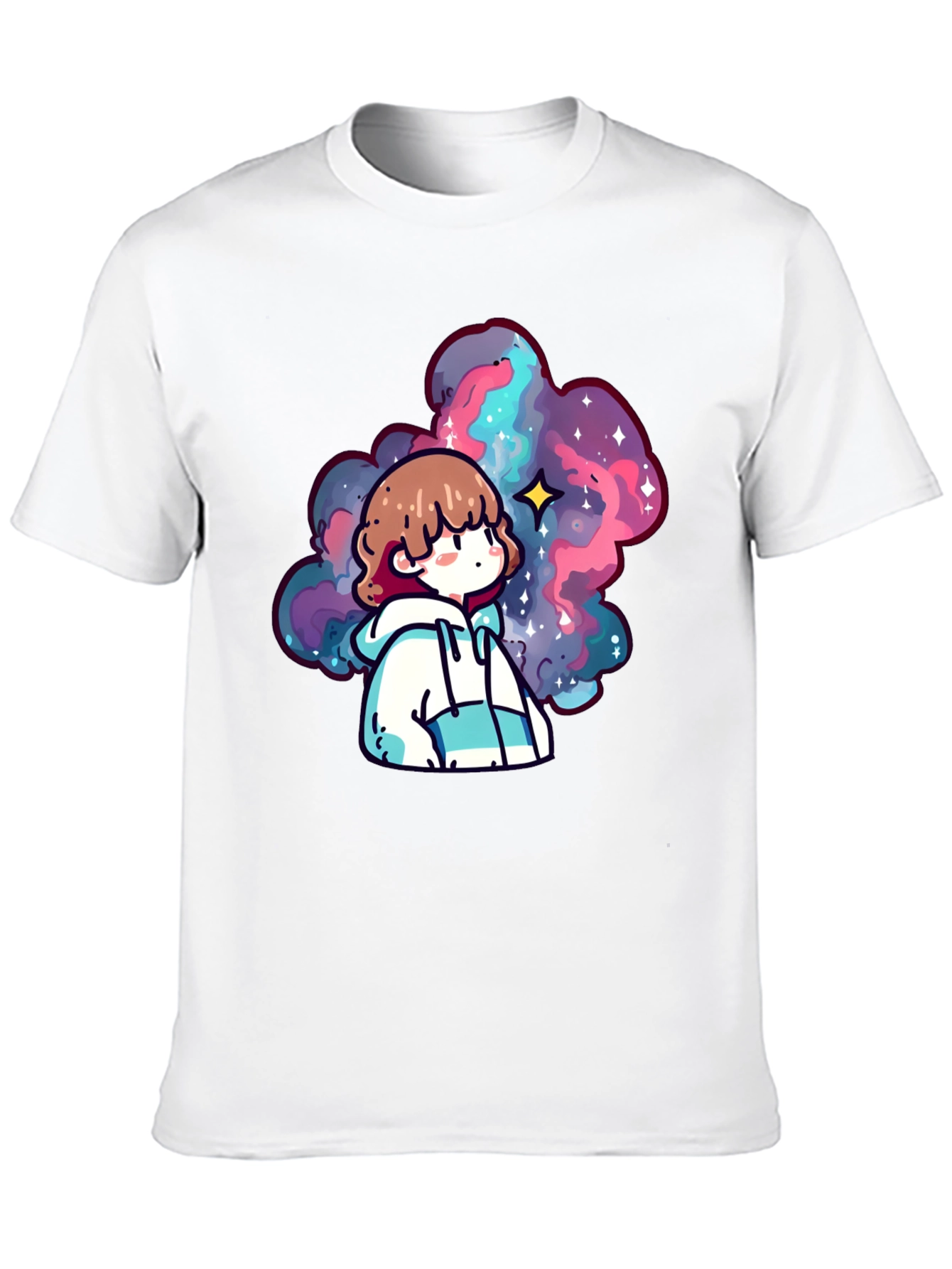 Anime Galaxy Graphic Black T-Shirt