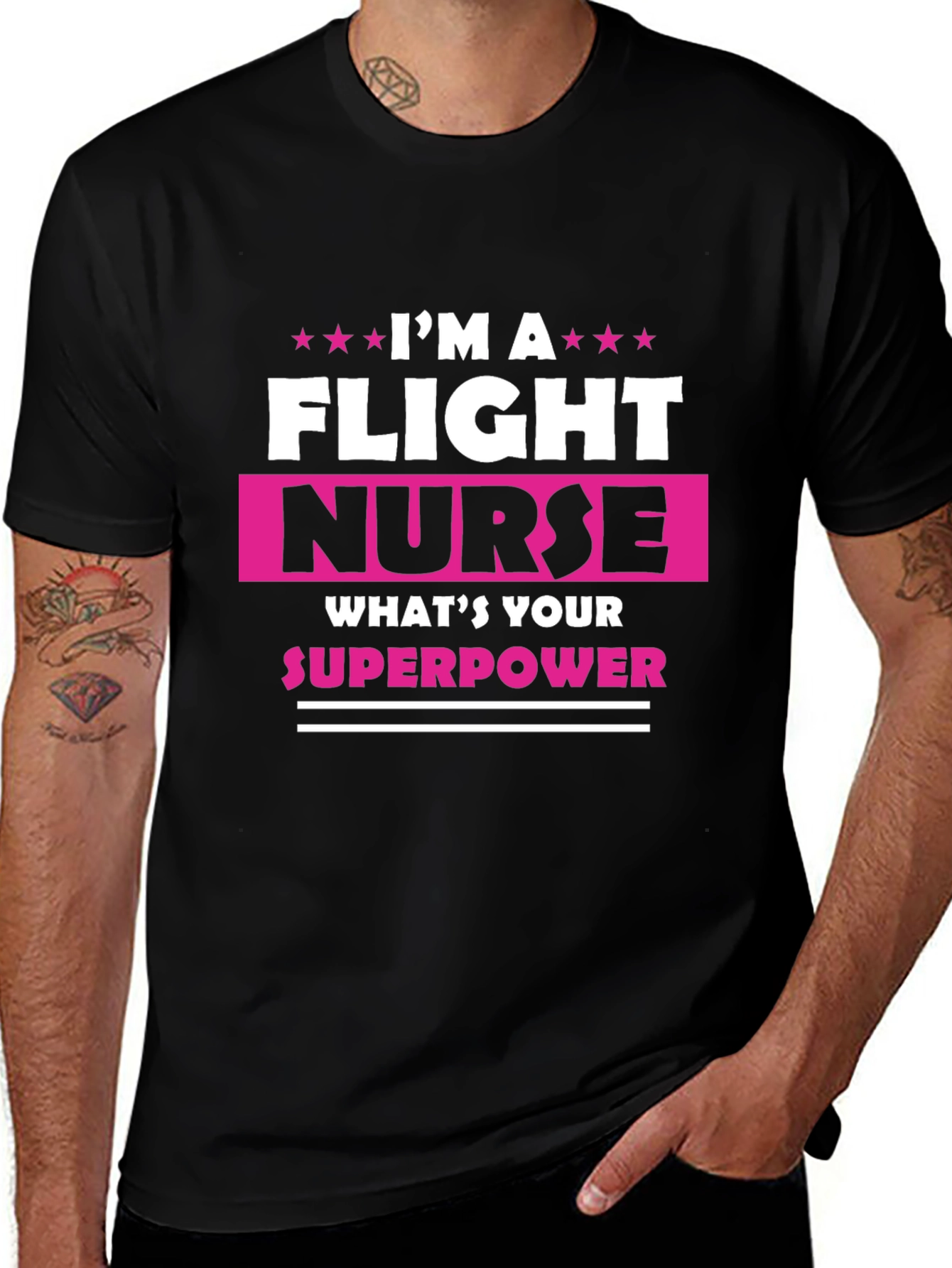 Flight Nurse Superpower Graphic Tee - Black