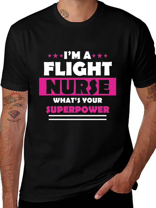 Flight Nurse Superpower Graphic Tee - Black